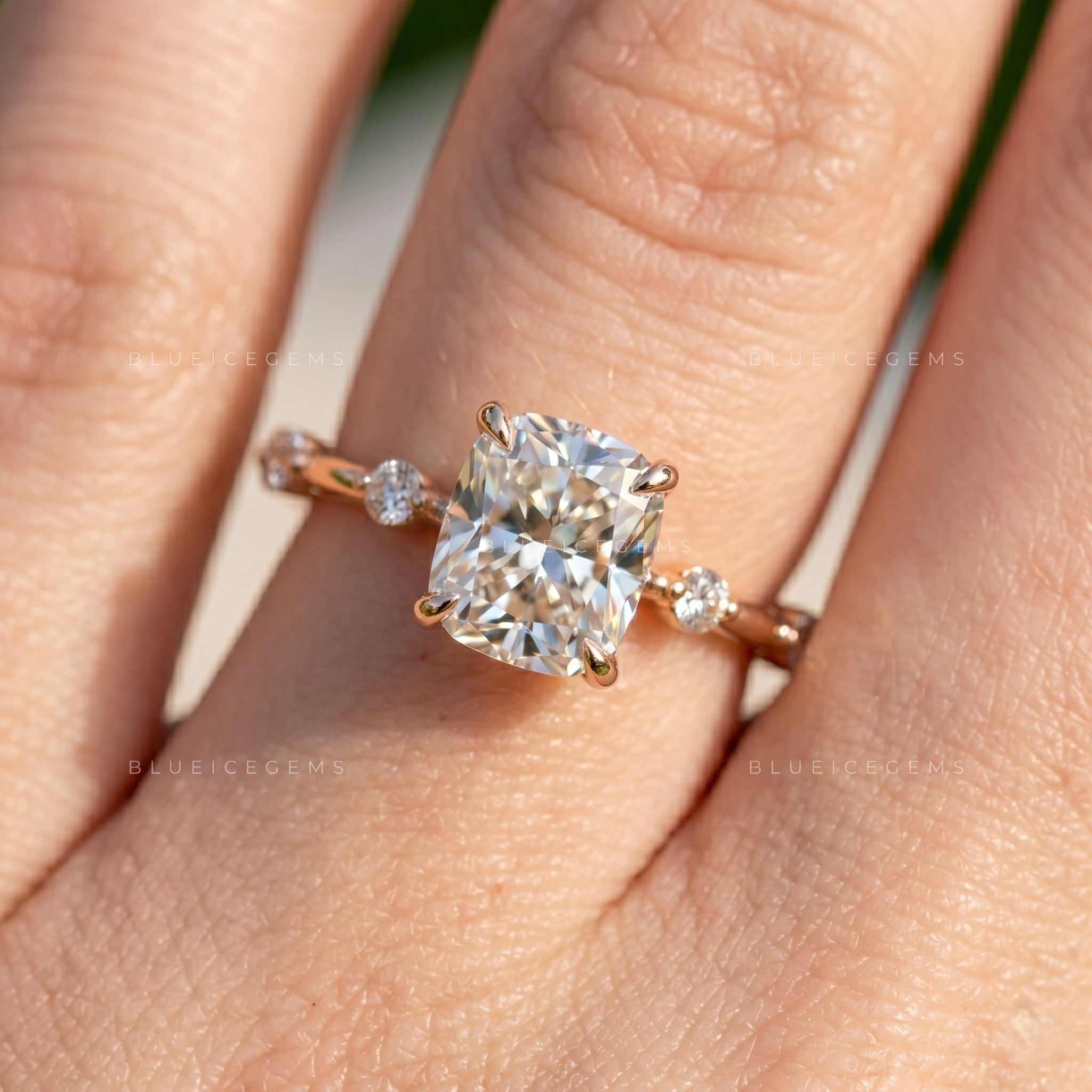Enchanting Cushion Cut Solitaire Statement Ring with Sparkling Accents