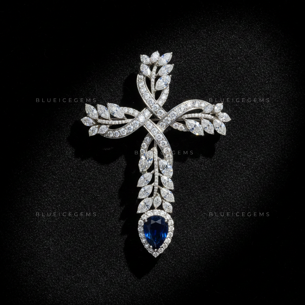 The Infinite Grace: Bespoke Vine Cross Statement Brooch