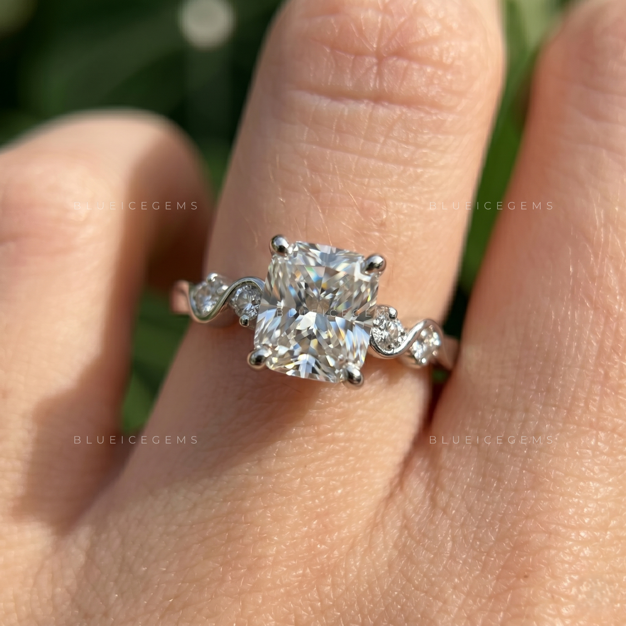 Harmony of Brilliance Five Stone Cushion Cut Engagement Ring