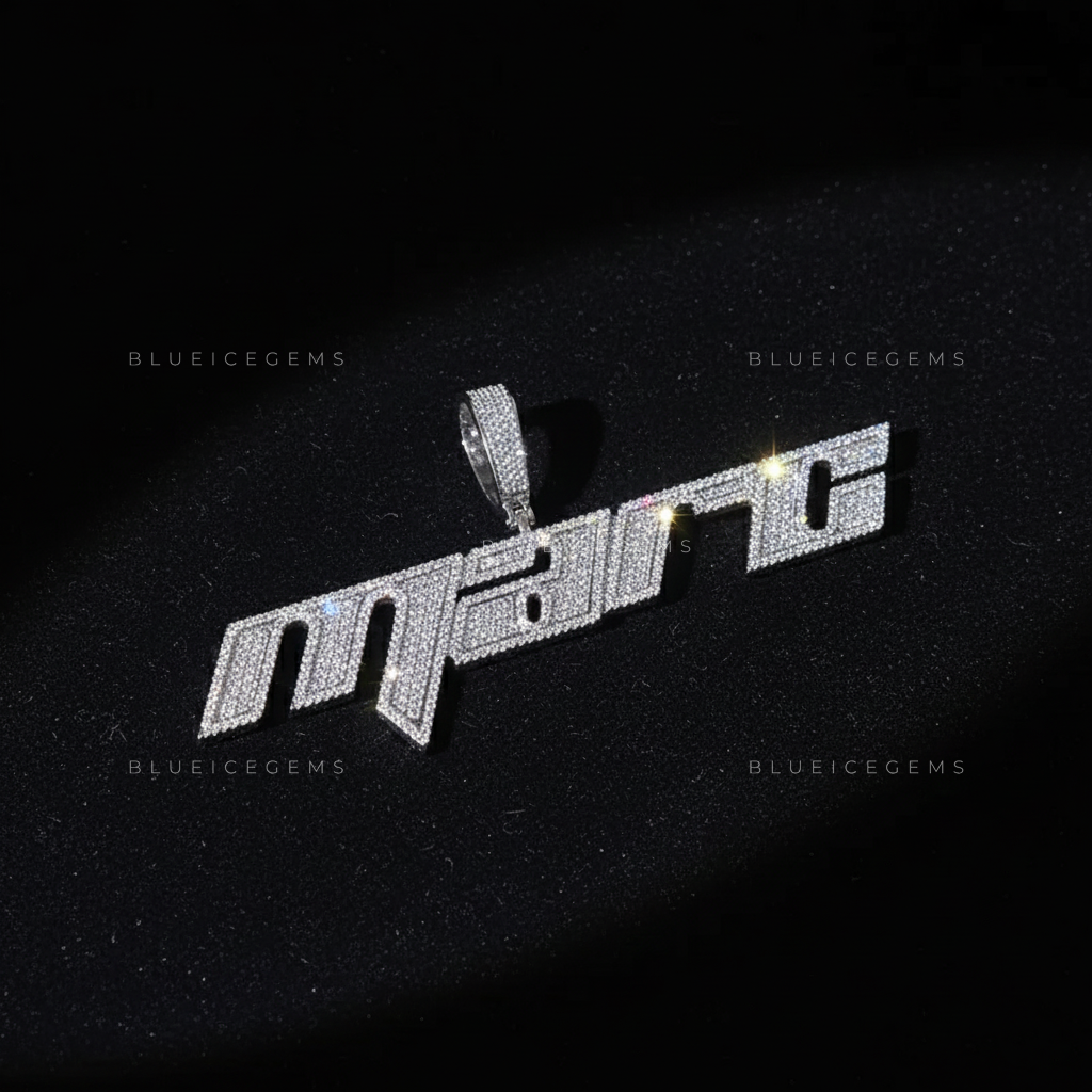 "MARC" Custom Slanted Speed-Script Iced-Out Pendant