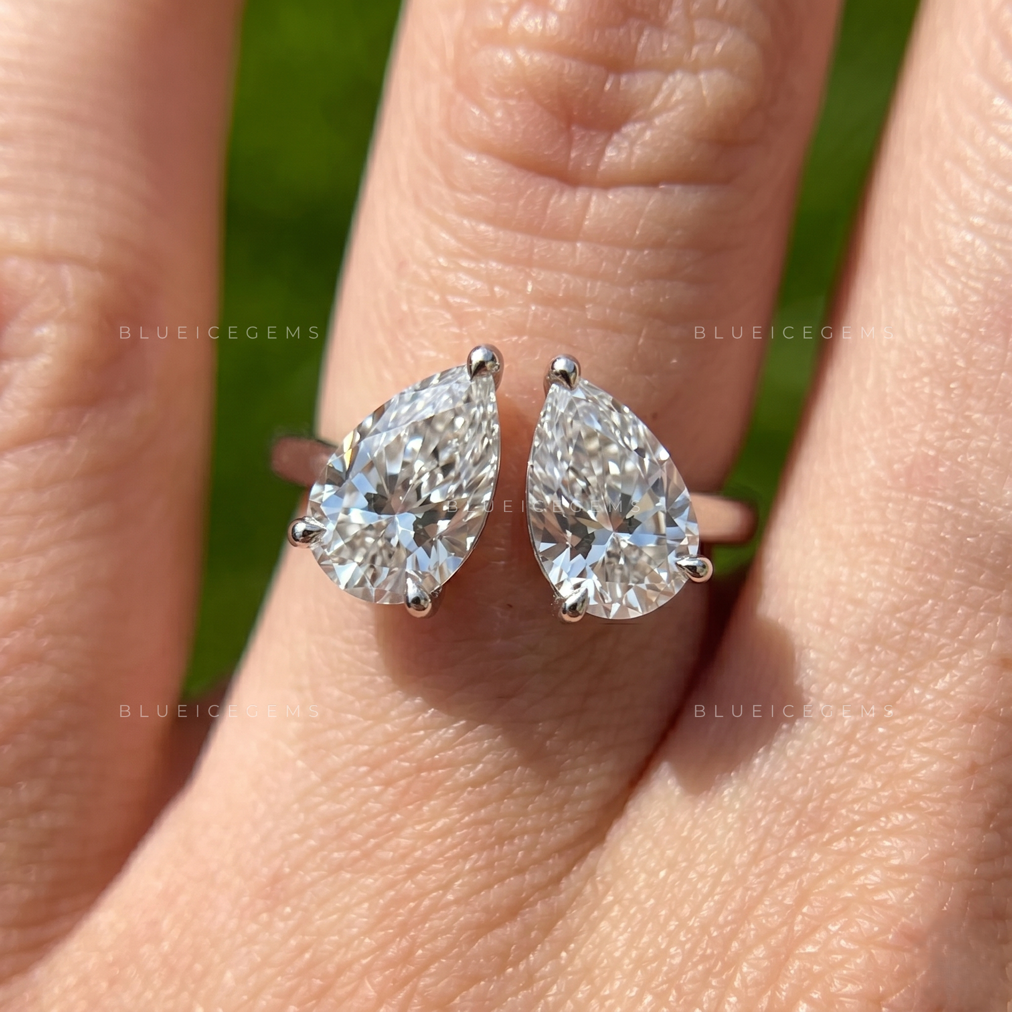 Duet of Love Toi et Moi Double Pear Cut Two Stone Engagement Ring