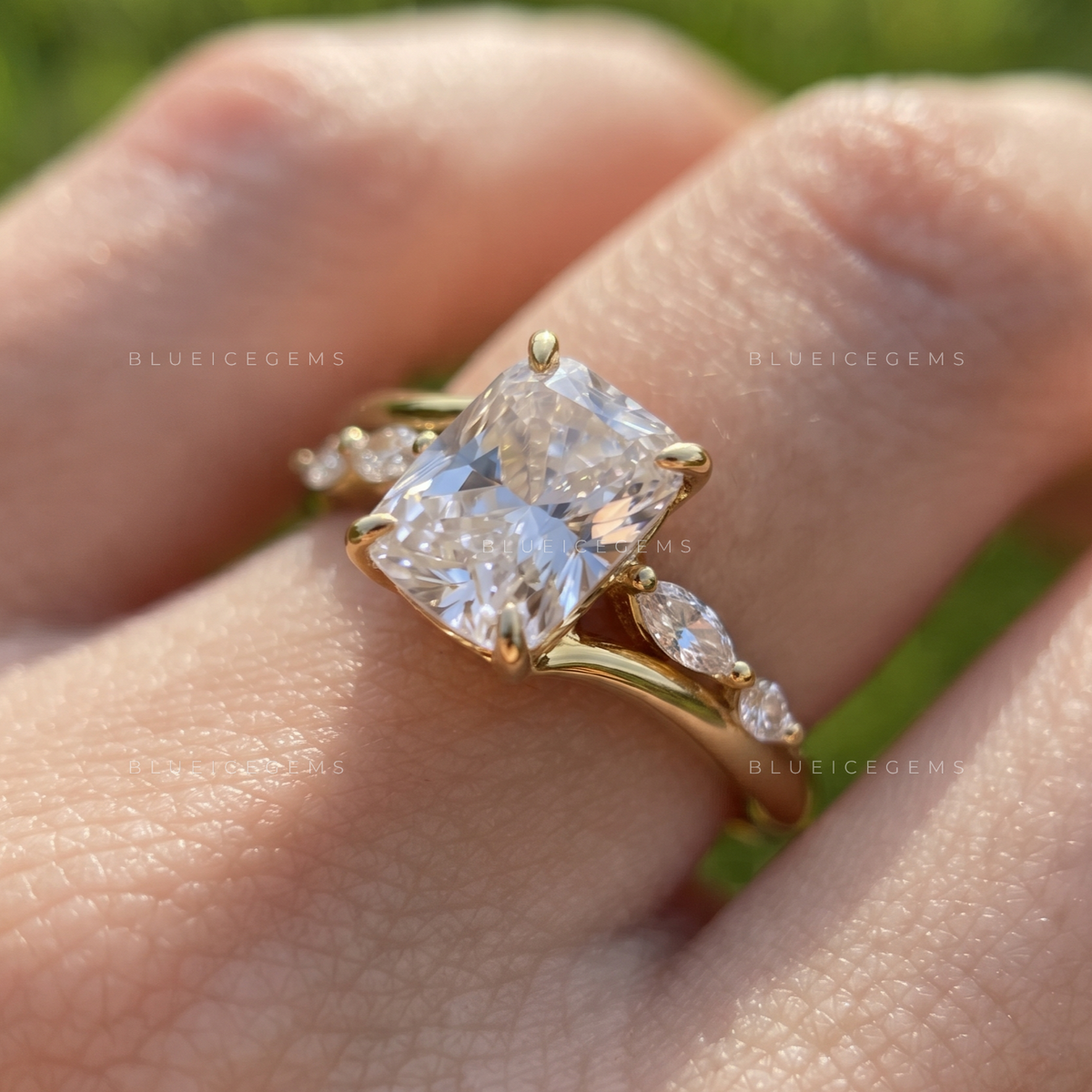 Old Mine Cut Hidden Halo Twist Engagement Ring