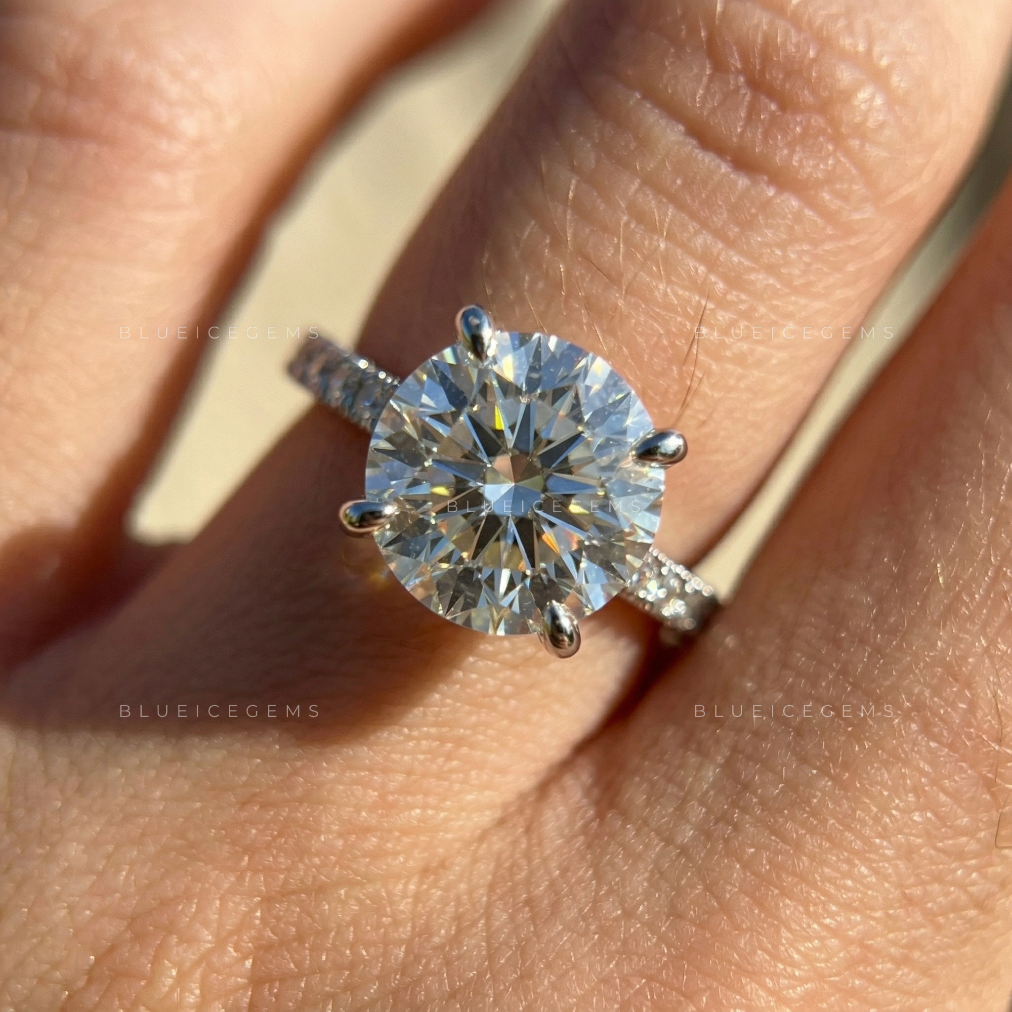 Celestial Fire Round Brilliant Cut Pavé Engagement Ring