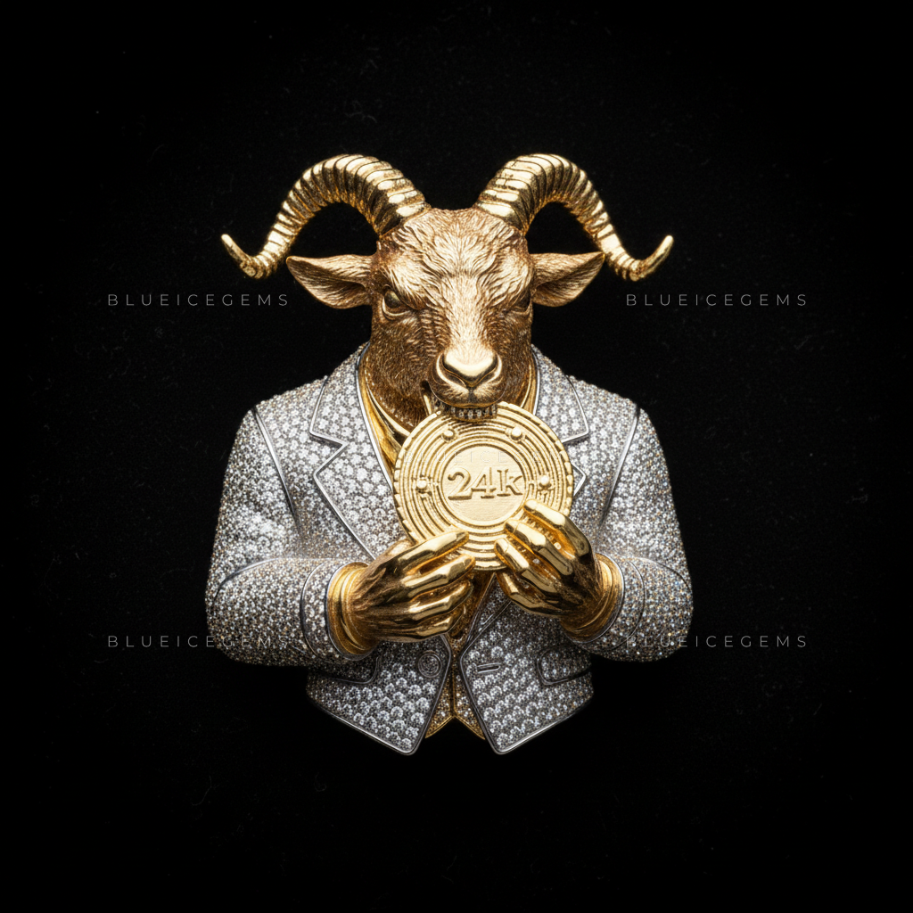 The "G.O.A.T. 24K" Executive: Sculptural Ram & Iced-Out Tuxedo Sovereign