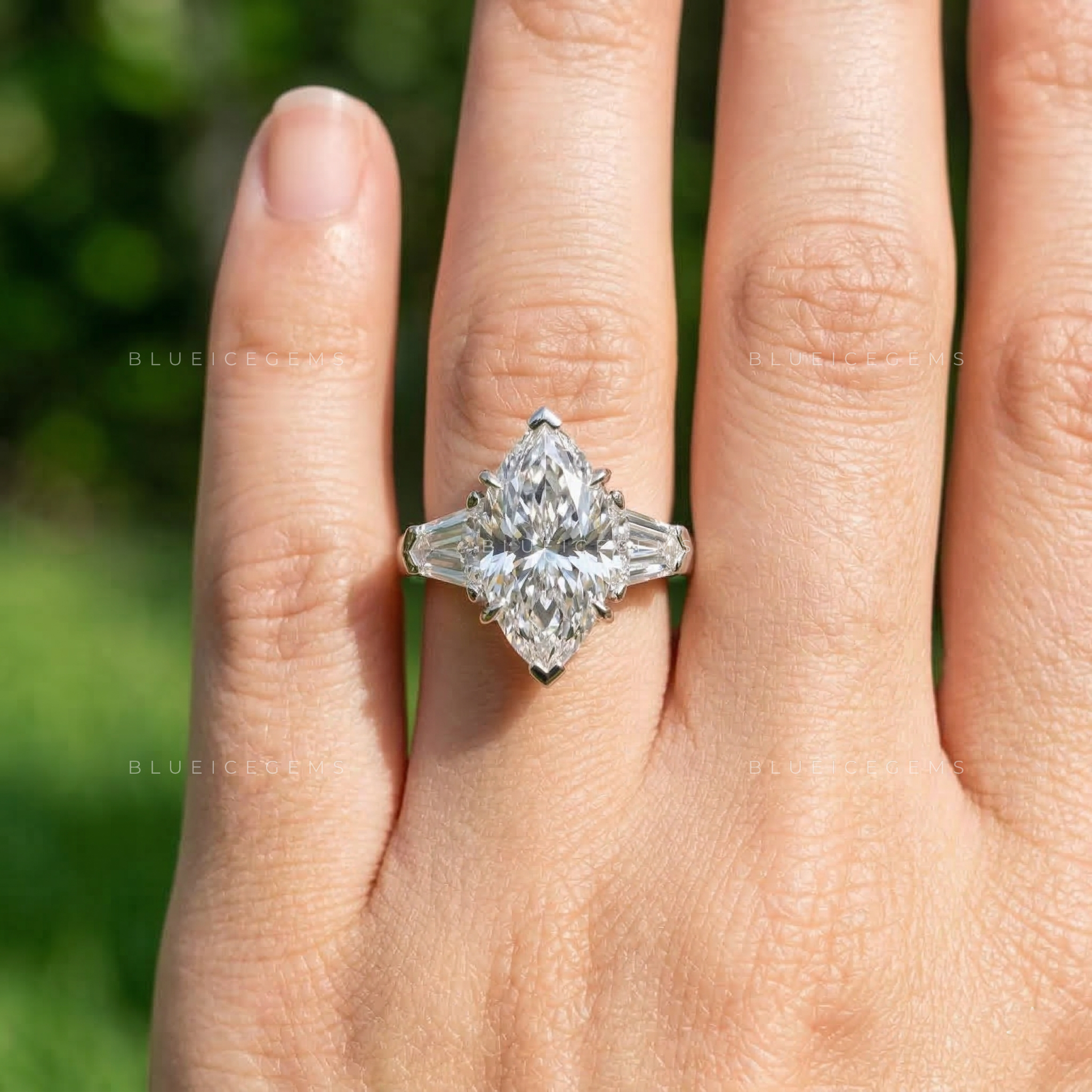 Regal Majesty Marquise and Bullet Cut Trilogy Ring