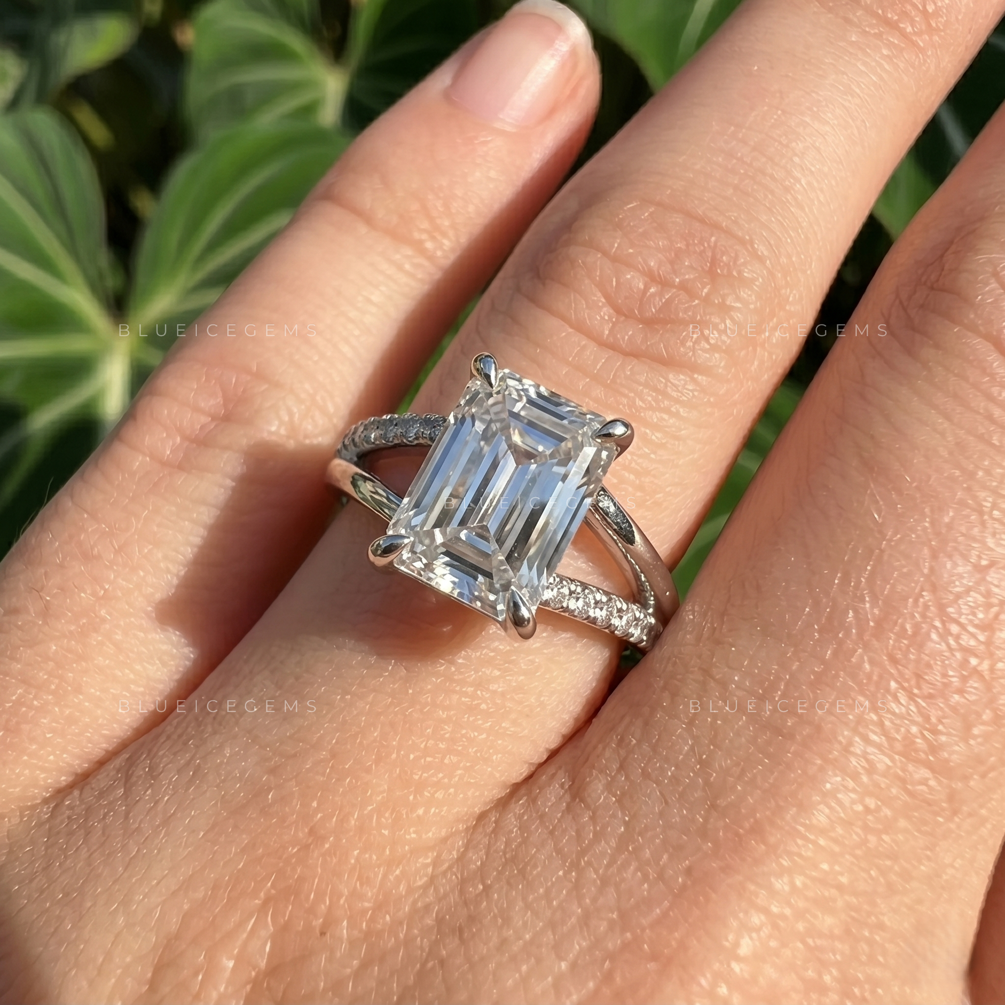 Infinite Clarity Split Shank Emerald Cut Engagement Ring