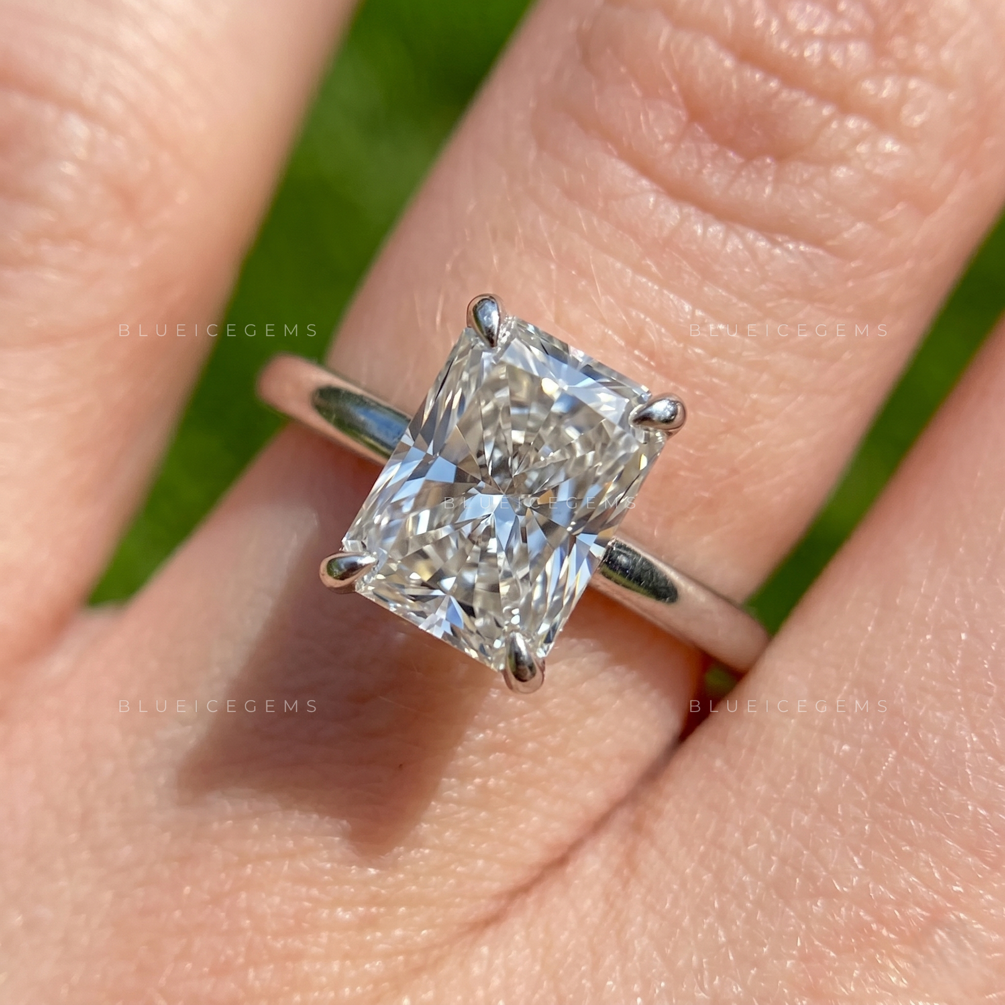 Captivating Brilliance Radiant Cut Solitaire Engagement Ring Classic Minimalist Anniversary Band