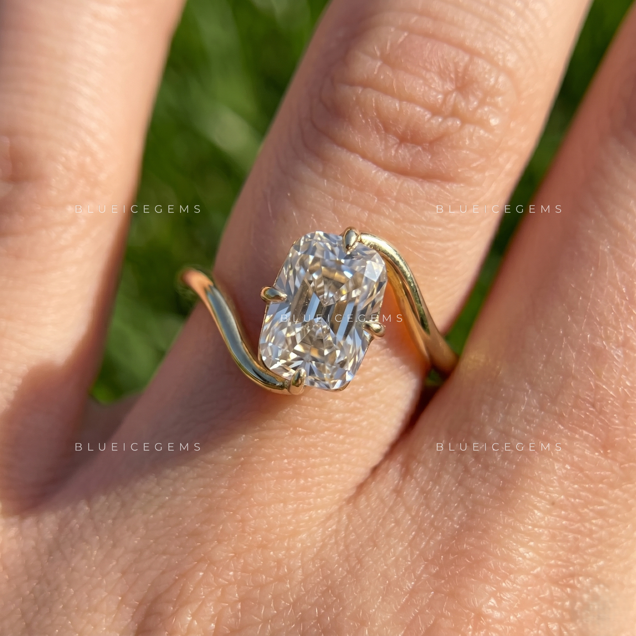 Vintage Elegance Old Mine Cushion Cut Bypass Solitaire Engagement Ring