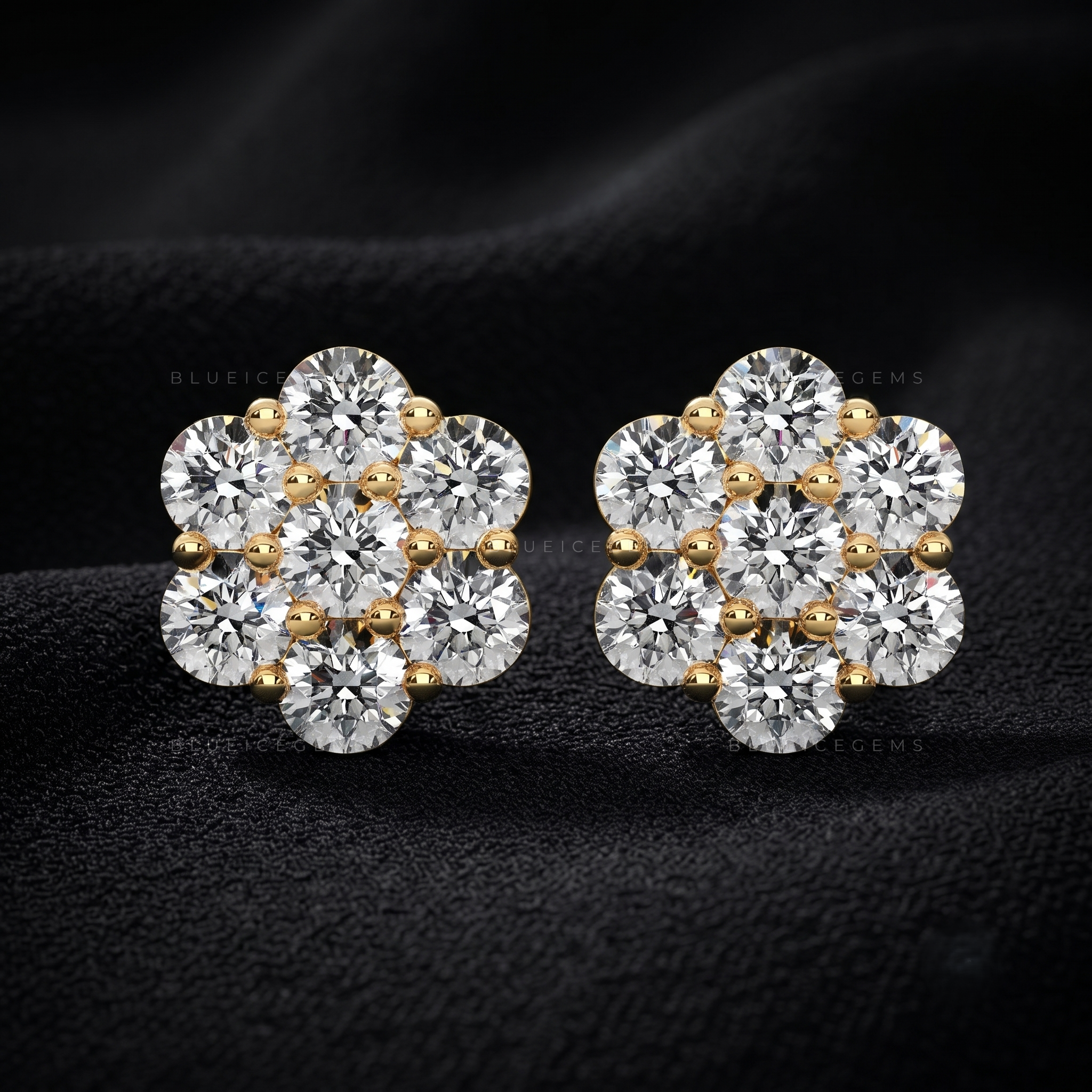 Gardenia Luxe Floral Diamond Cluster Stud Earrings