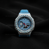 Blue Glacier Prestige Watch – Aqua Blue Iced Out Design