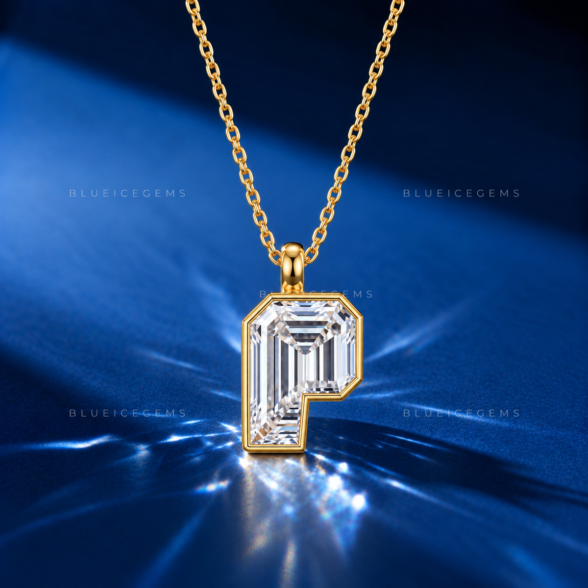 P-Shaped Unique Cut Solitaire Diamond Pendant