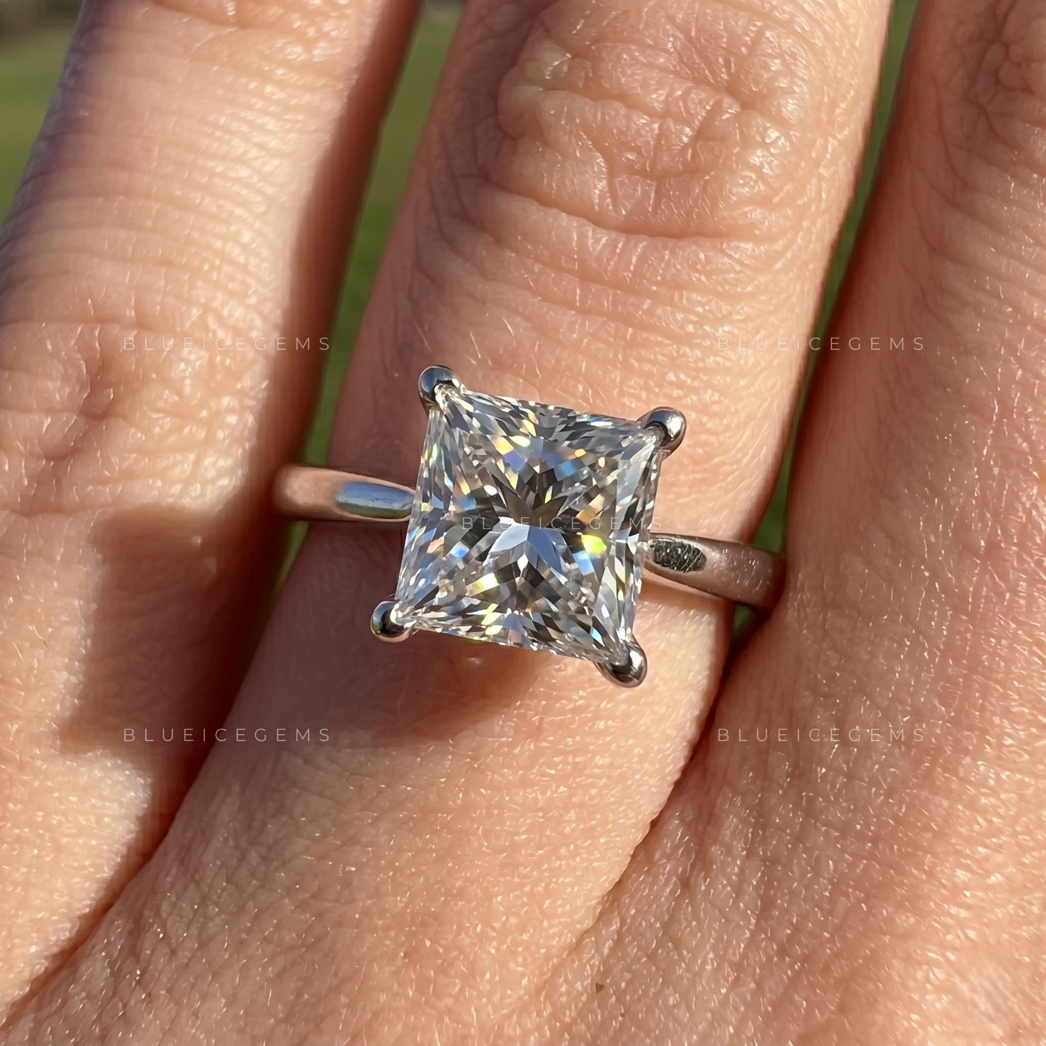 Sophisticated Princess Cut Solitaire Statement Engagement Ring