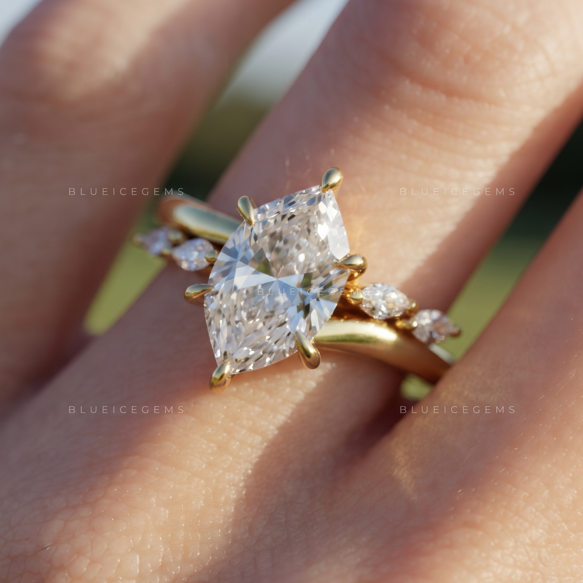 Dutch Marquise Twist Halo Engagement Ring