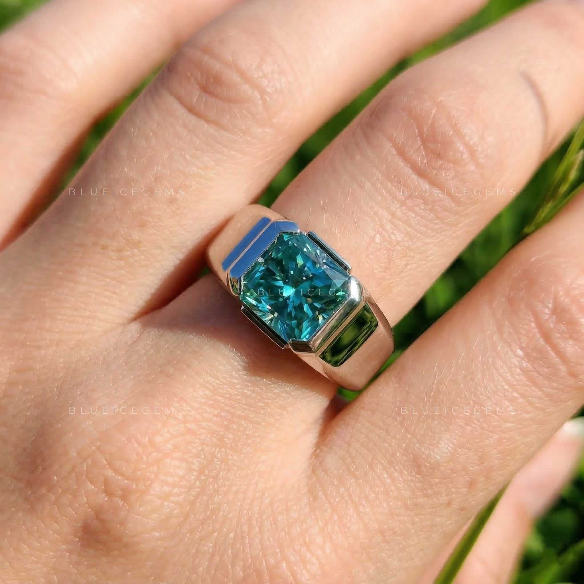 Enchanted Lagoon Radiant Cut Aqua Green Ring