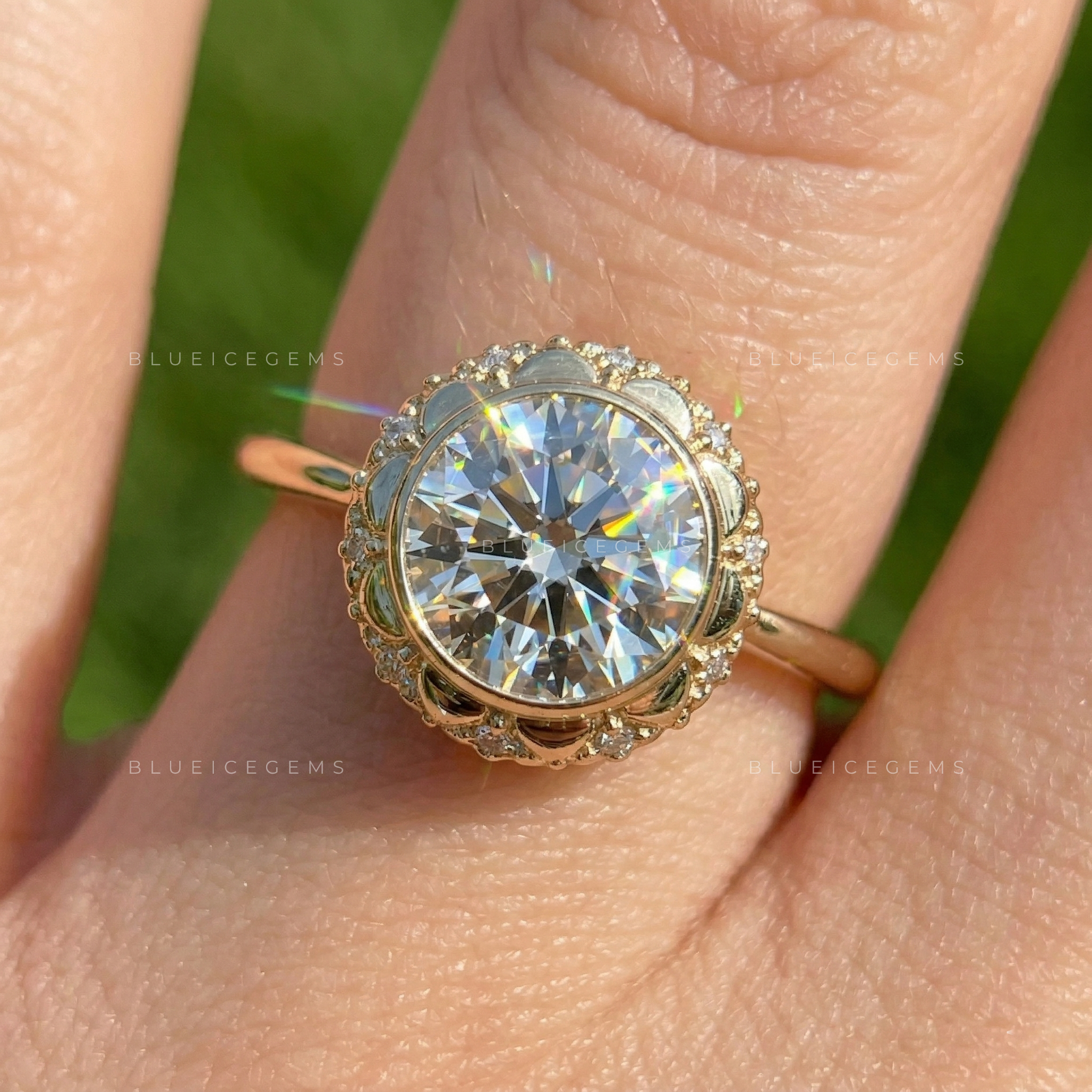 Timeless Radiance Round Cut Pavé Engagement Ring