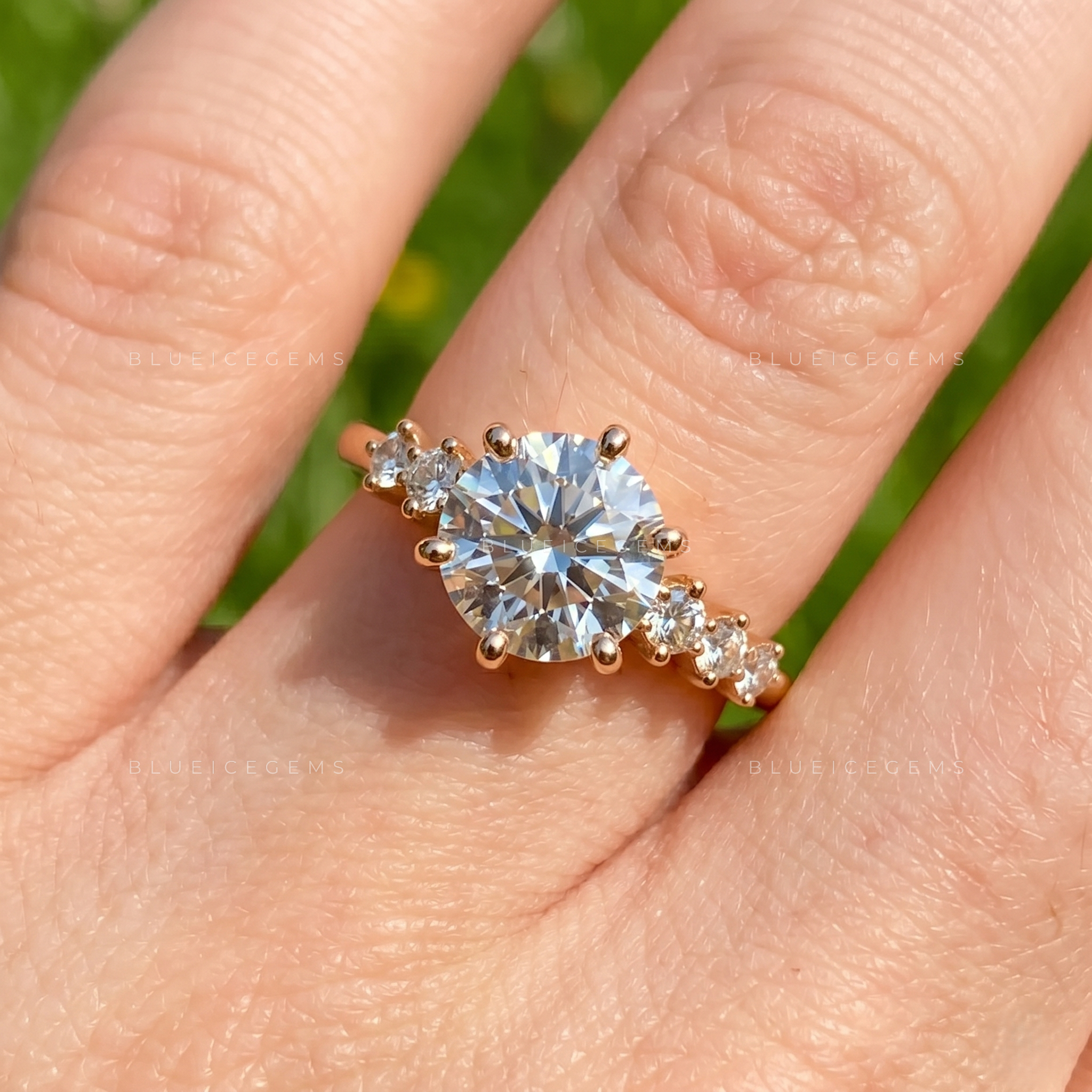 Enduring Spark Round Brilliant Cut Accent Engagement Ring