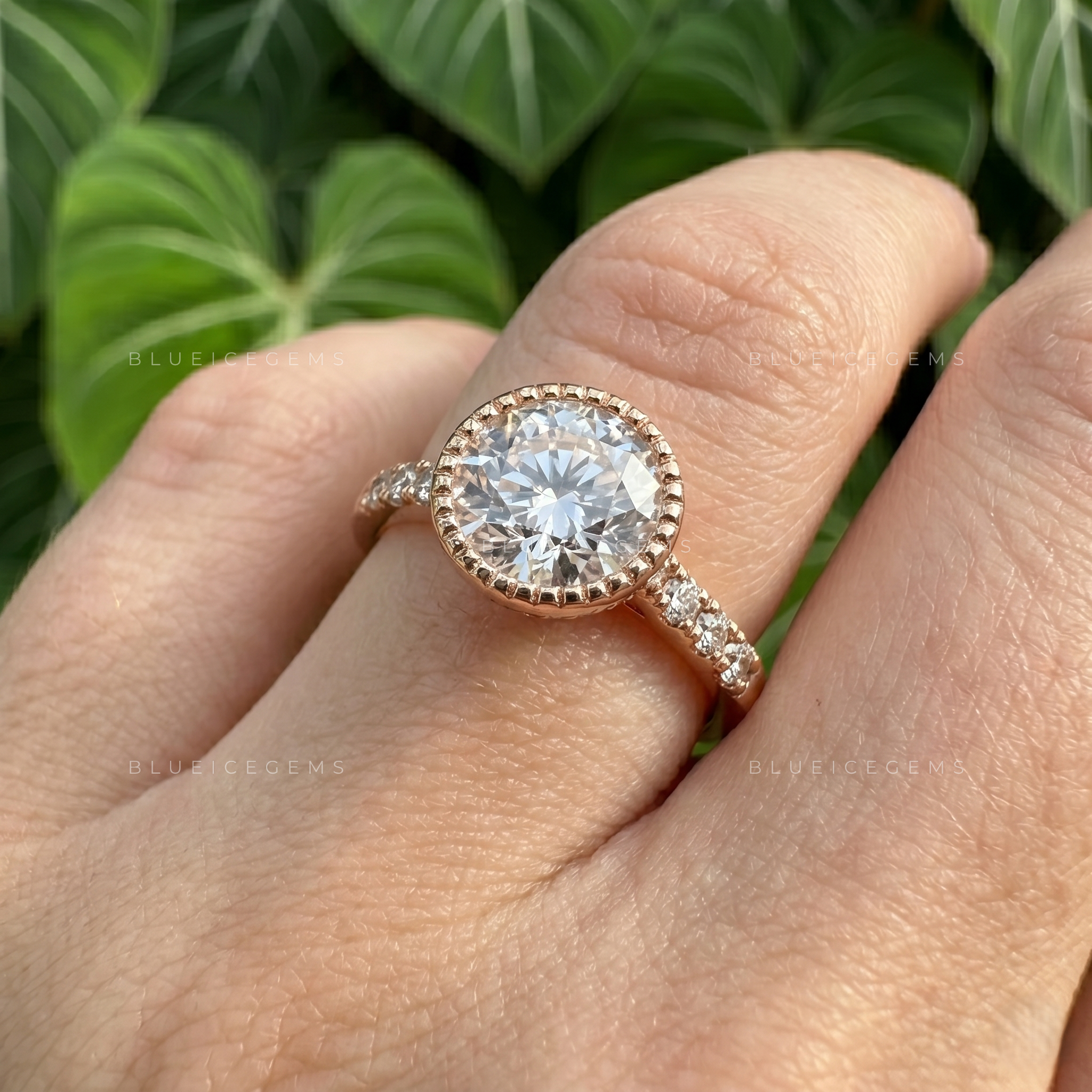 Modern Minimalist Round Brilliant Cut Bezel Solitaire Engagement Ring
