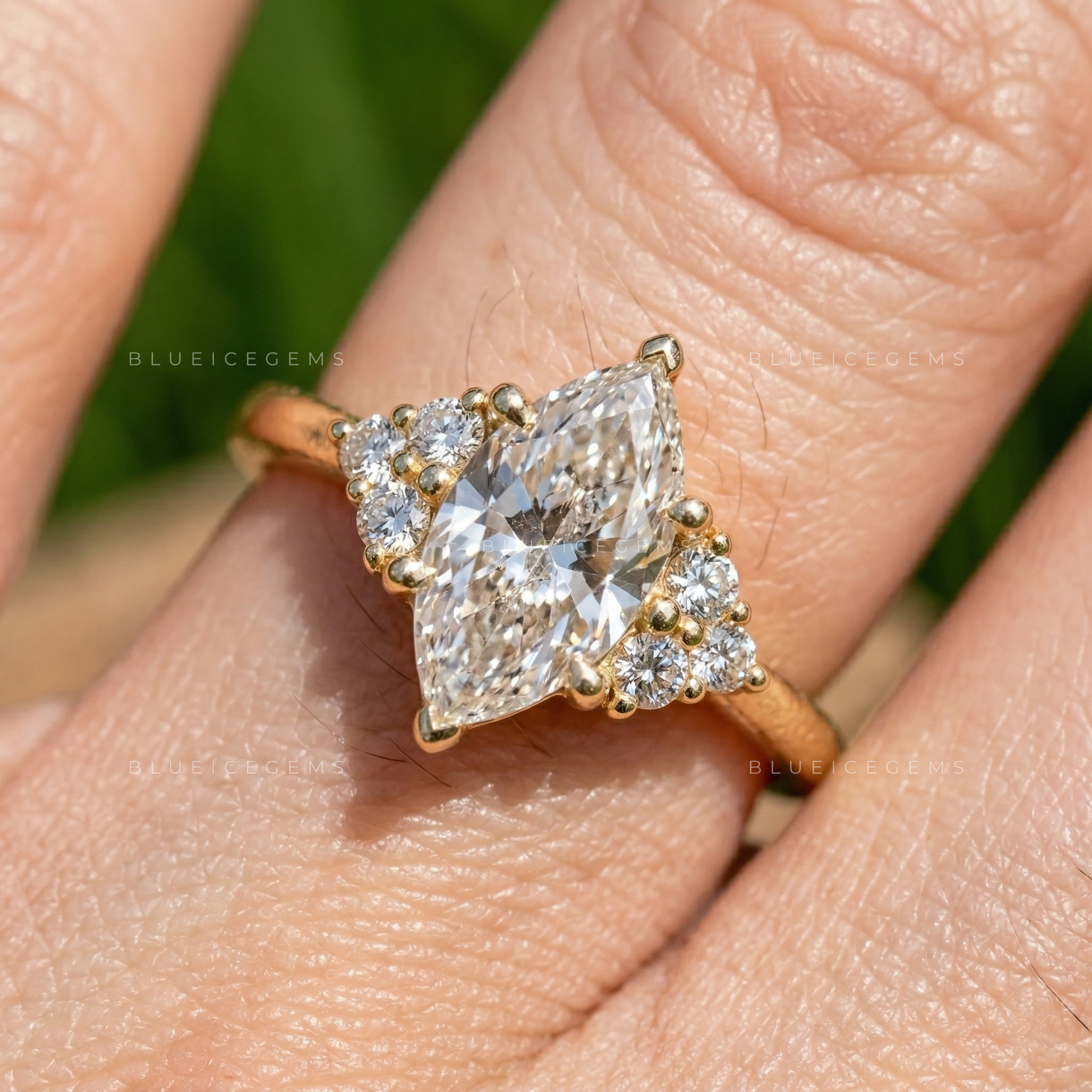 Antique Splendor Dutch Marquise Cut Accent Engagement Ring