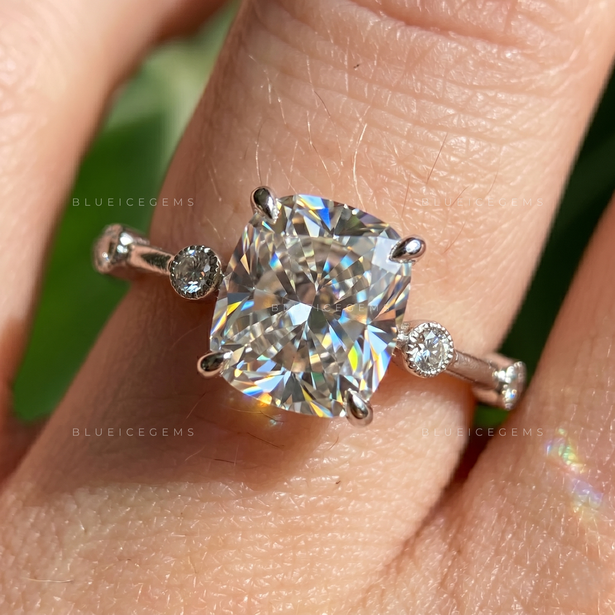 Refined Elegance Cushion Cut Hidden Halo Solitaire Engagement Ring
