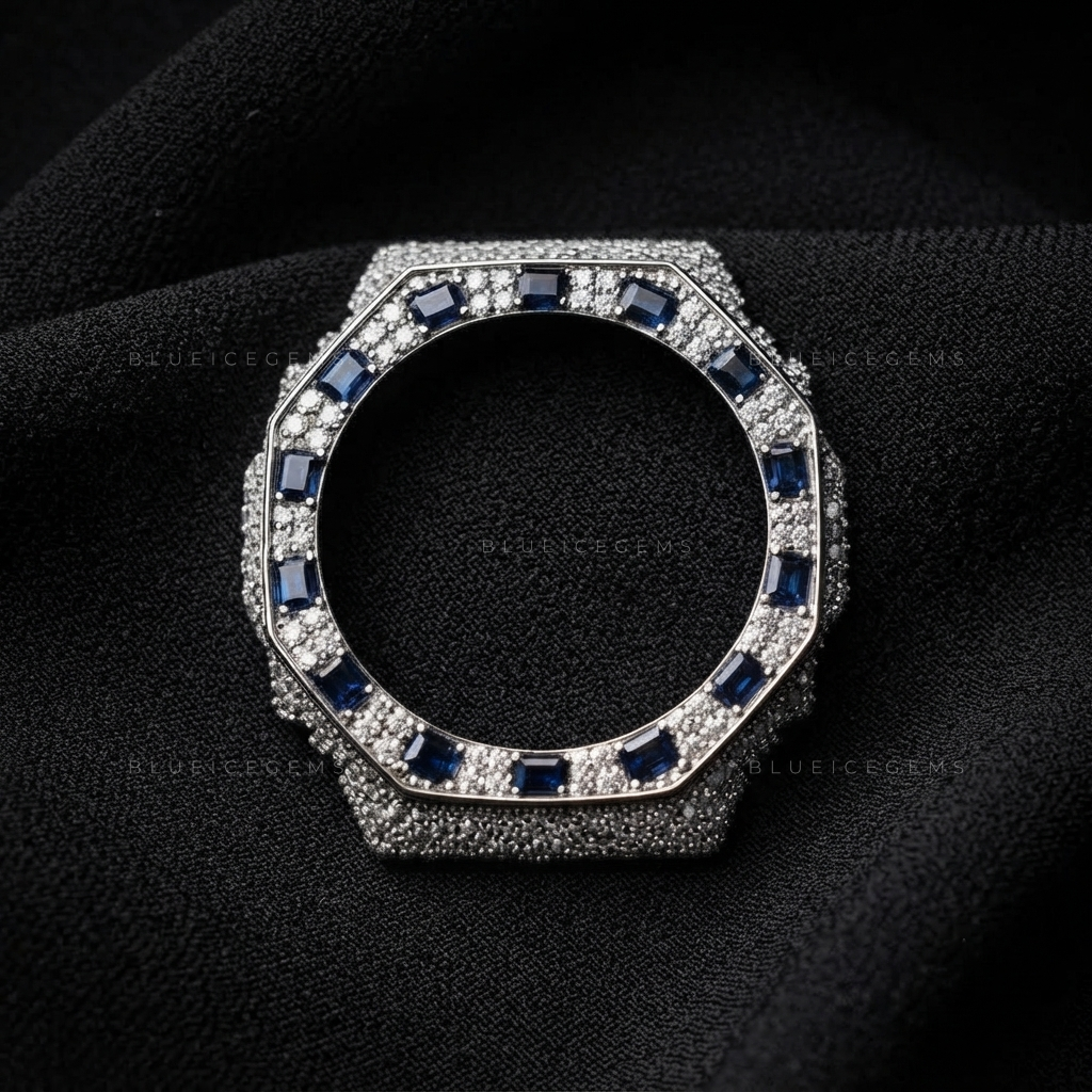 Royal Sapphire Bust-Down GA2100 Bezel – VVS1 Moissanite