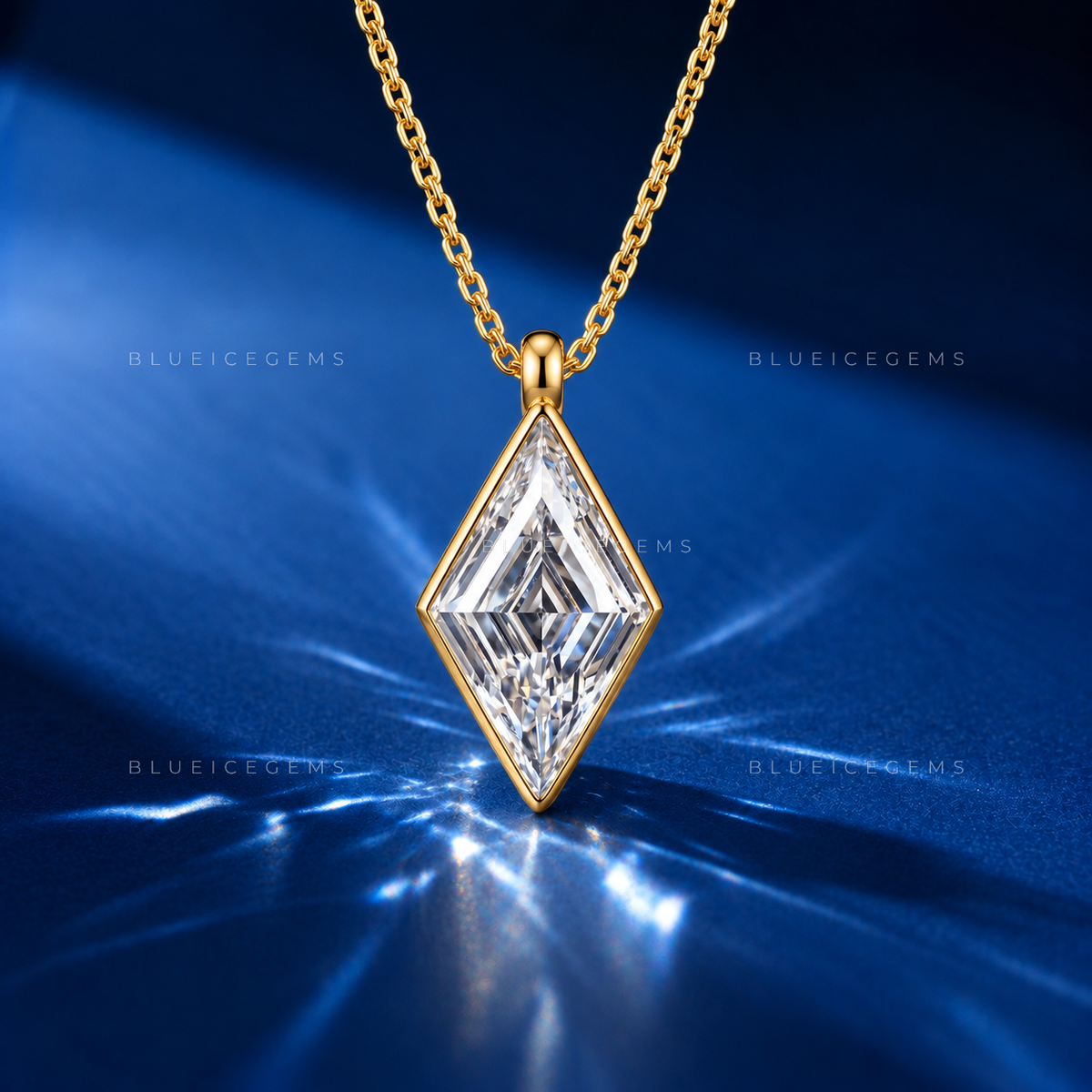 Lozenge Cut Solitaire Diamond Pendant