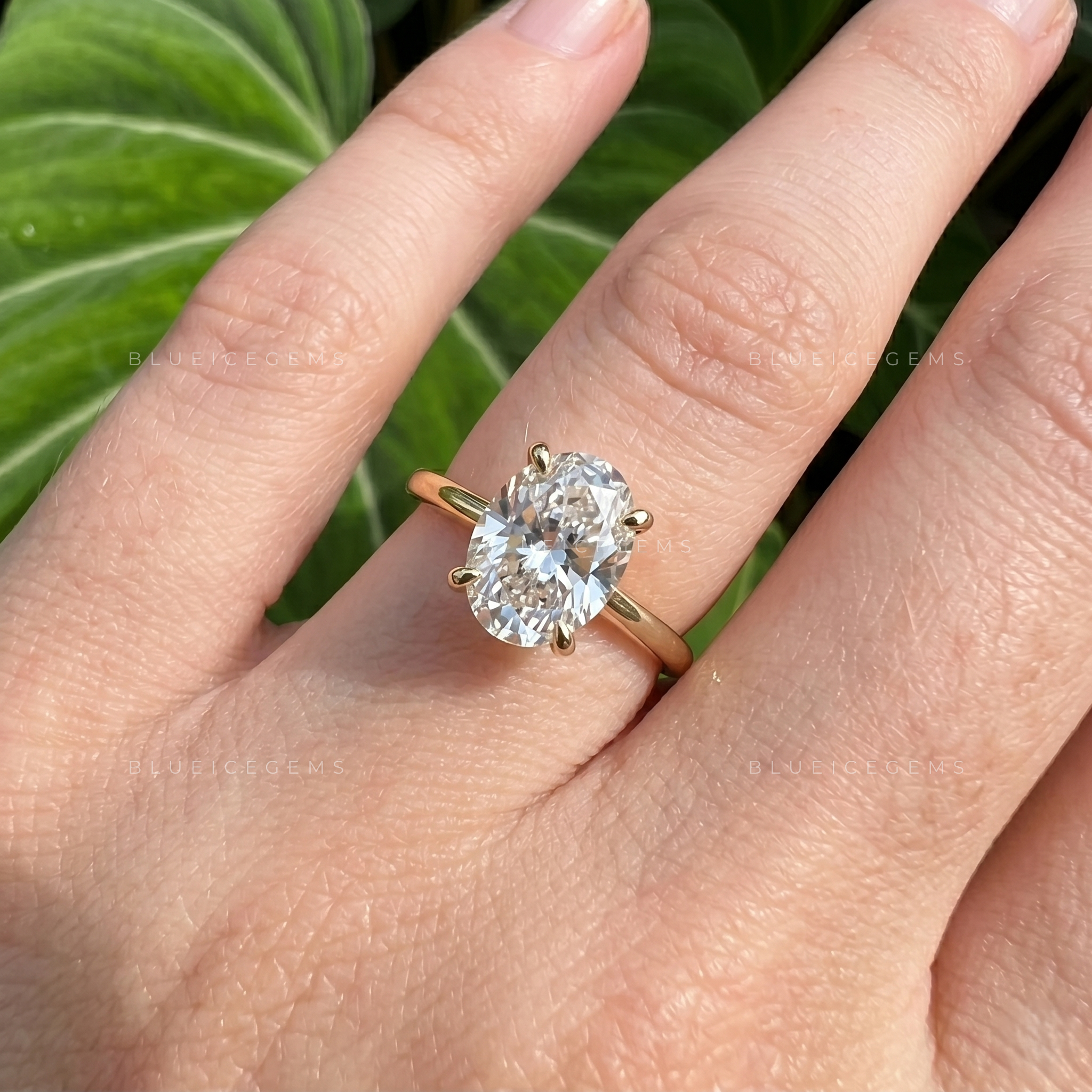 Graceful Serenade Oval Cut Hidden Halo Solitaire Engagement Ring