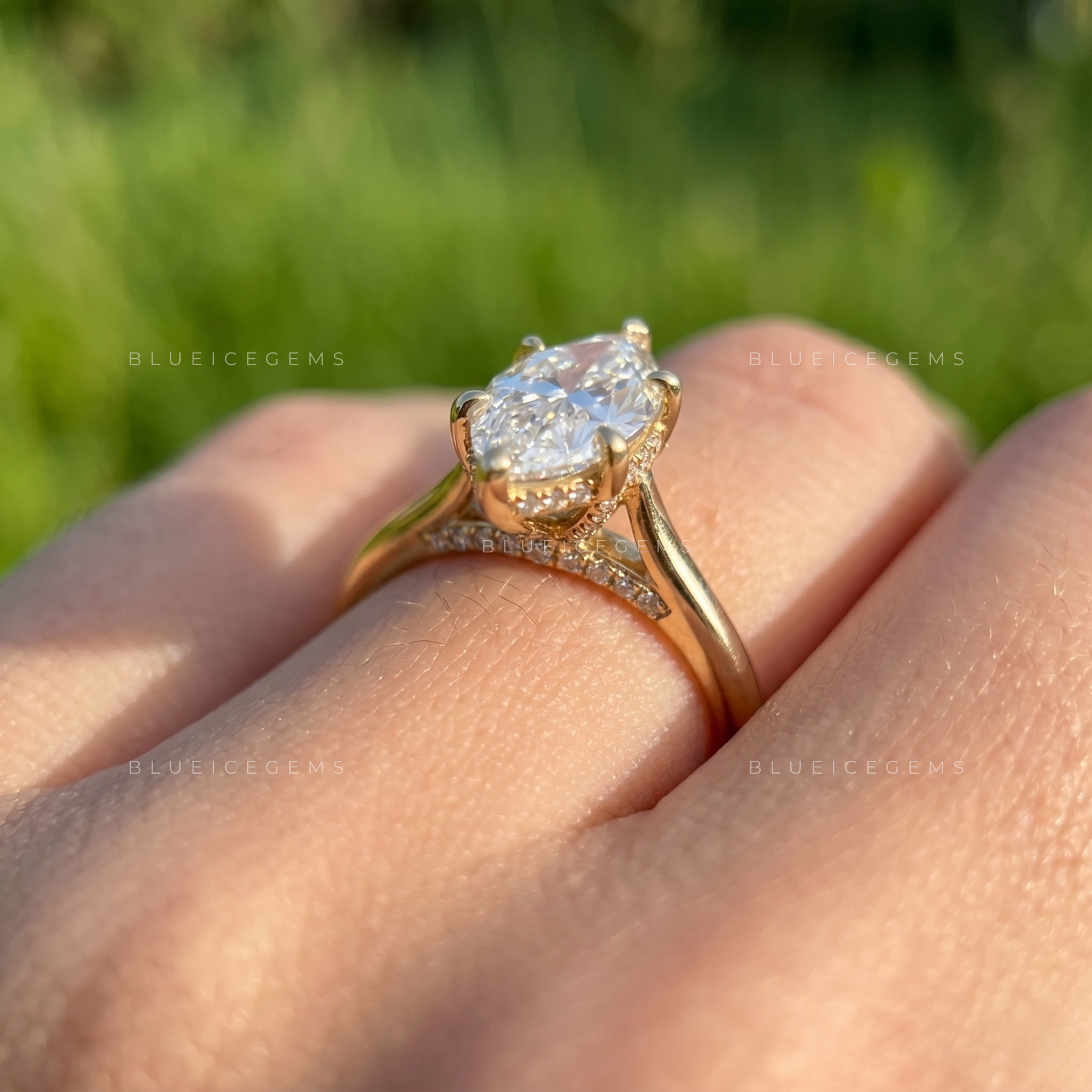 Aurelia Marquise Cut Hidden Halo Solitaire Engagement Ring