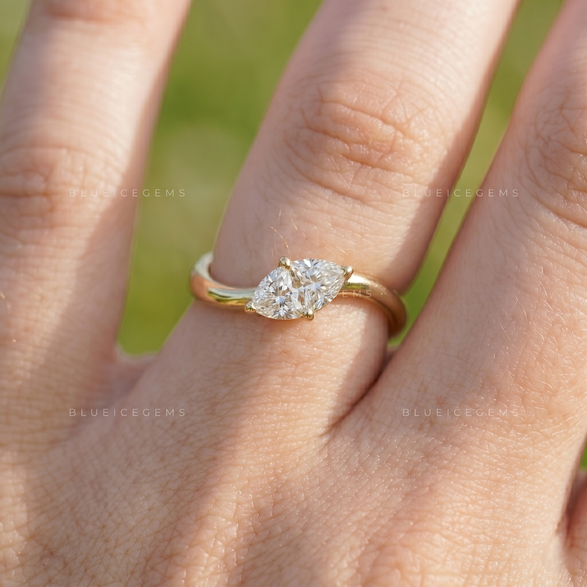 Avela Marquise Cut Horizontal East-West Solitaire Ring