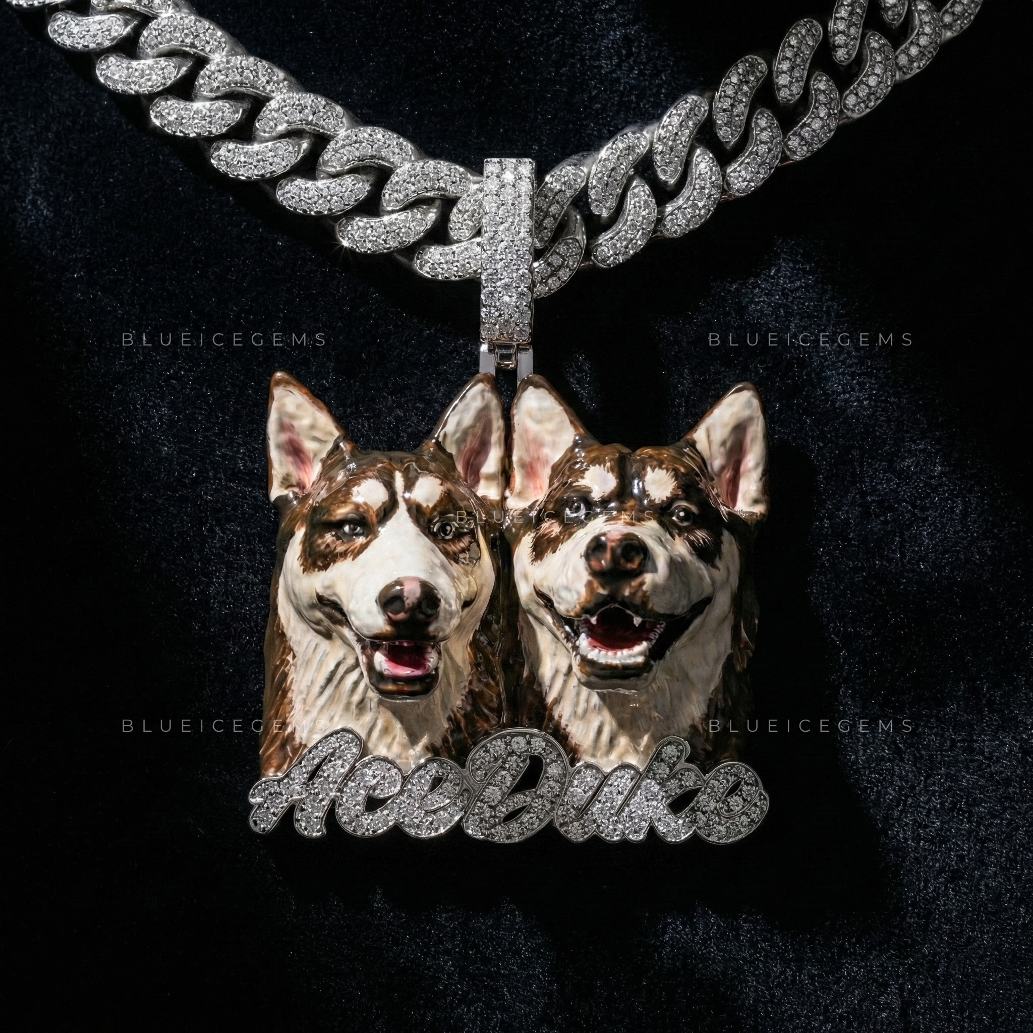 The "ACE & DUKE" Eternal Bond: Hand-Painted Hyper-Realistic Canine Portrait Pendant