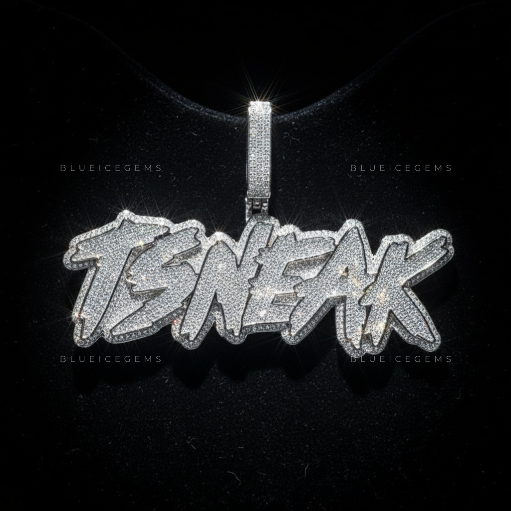 The "TSNEAK" High-Voltage: Jagged Electric Script & Triple-Tiered Frost Pendant