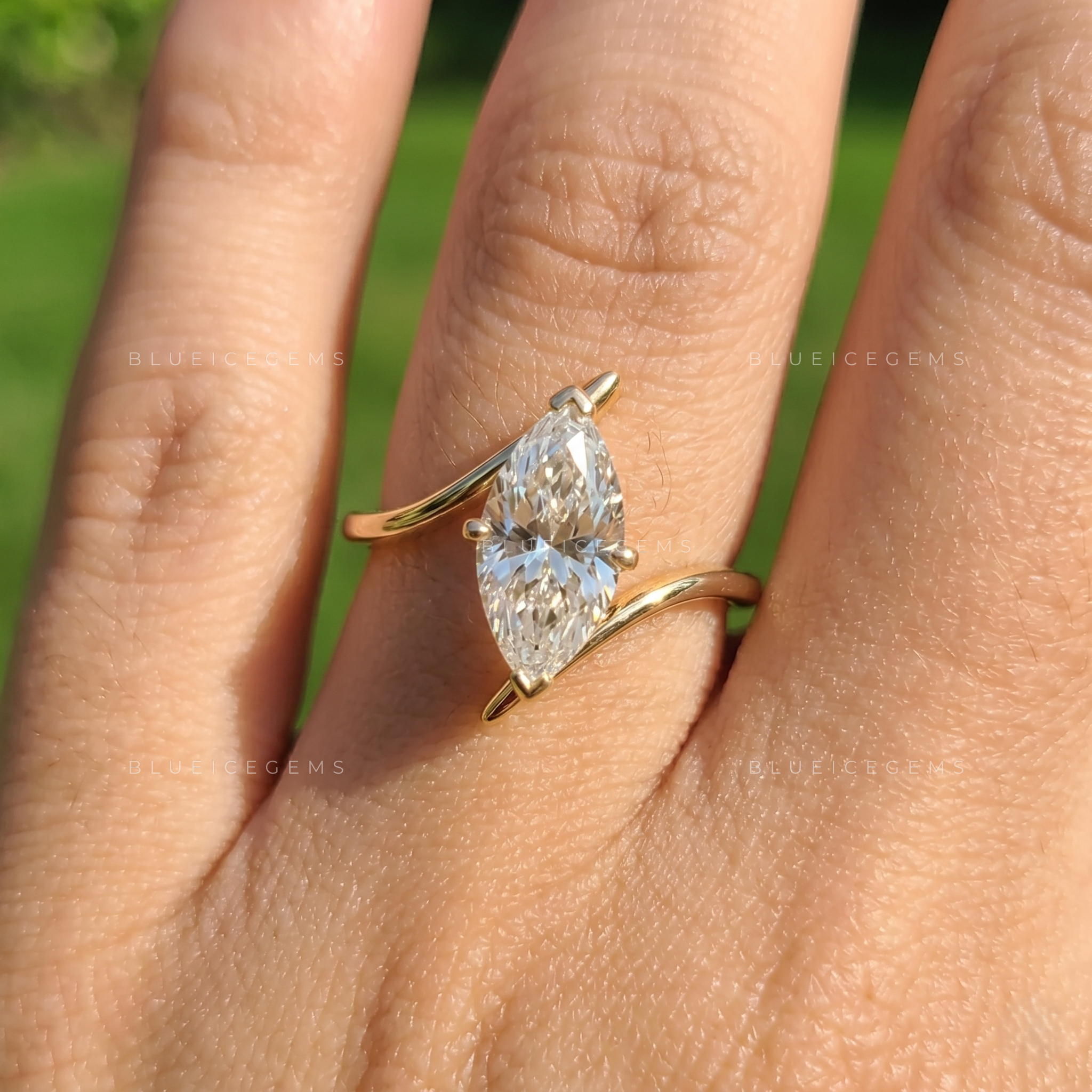 Product Title Infinite Allure Marquise Cut Six-Prong Curved Bypass Solitaire Ring
