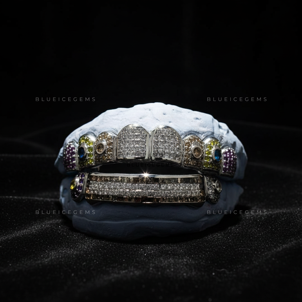 Multicolor Prism Flood & Belted Bottom Grillz