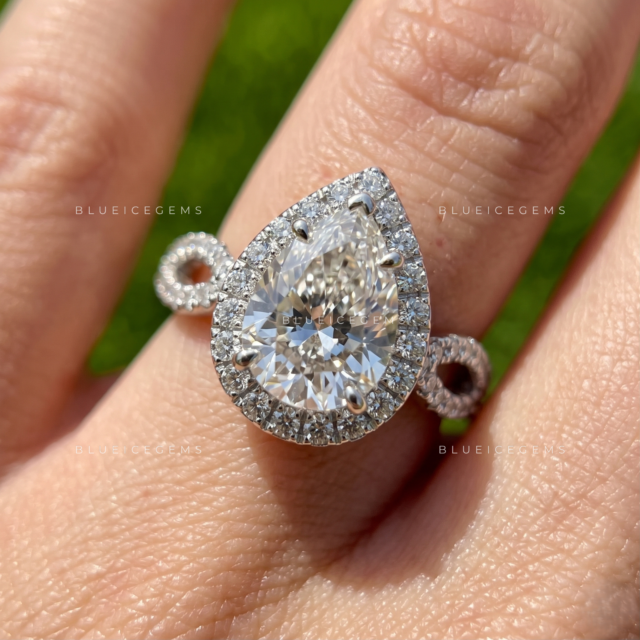 Serenade Pear Cut Accent Engagement Ring