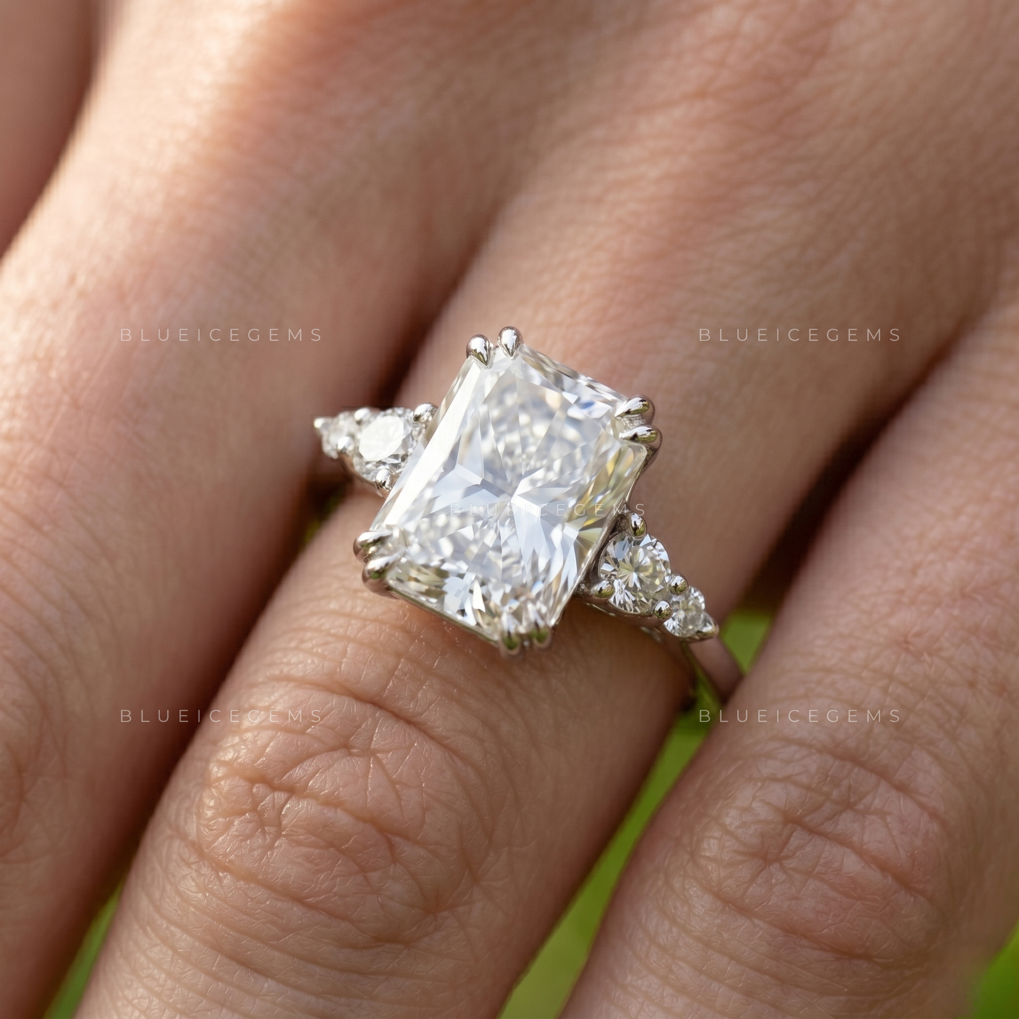 Starlight Symphony Radiant Cut Five Stone Engagement Ring