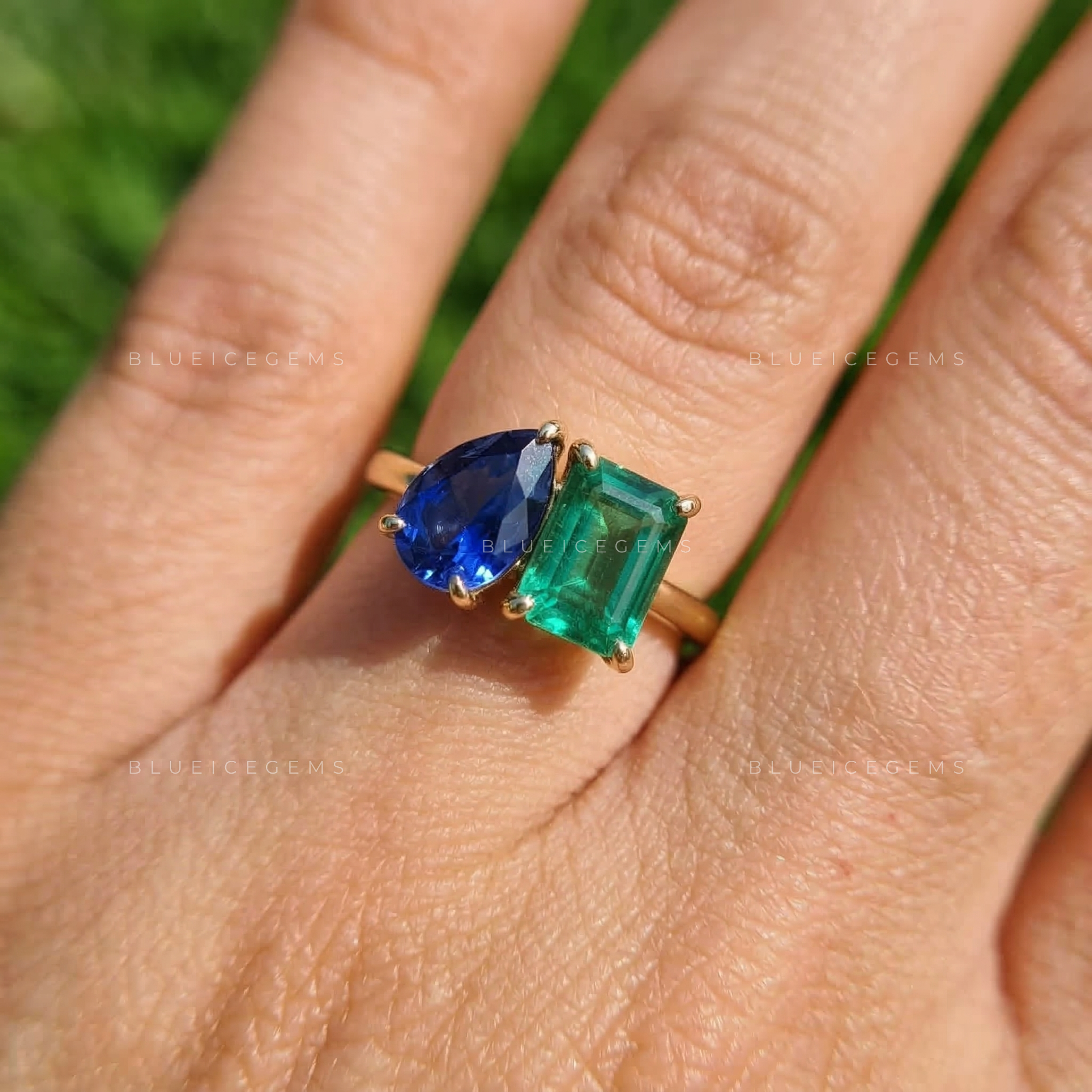 Verdant Azure Toi Et Moi Statement Ring