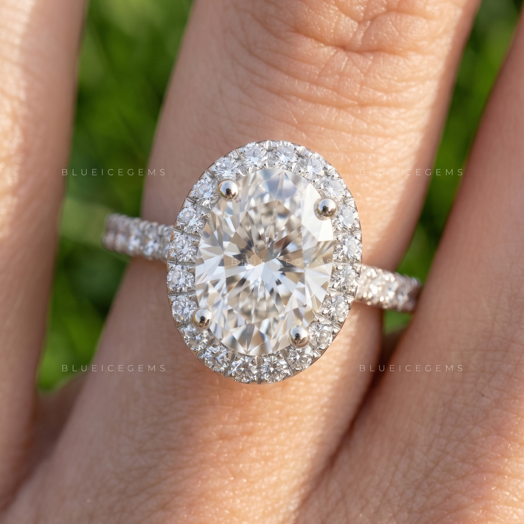 Ethereal Radiance Oval Cut Petite Pavé Accent Solitaire Ring