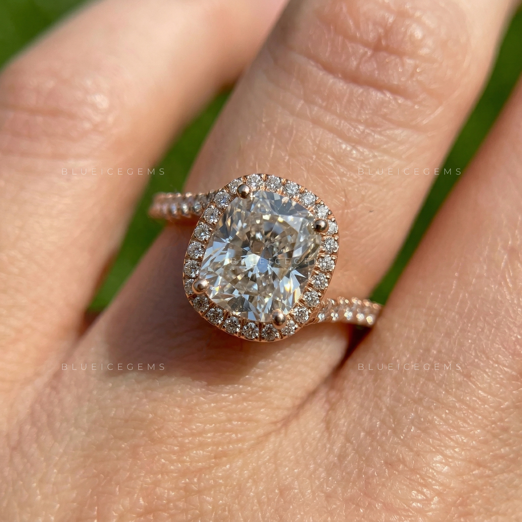 Velvet Radiance Cushion Cut Pavé Engagement Ring