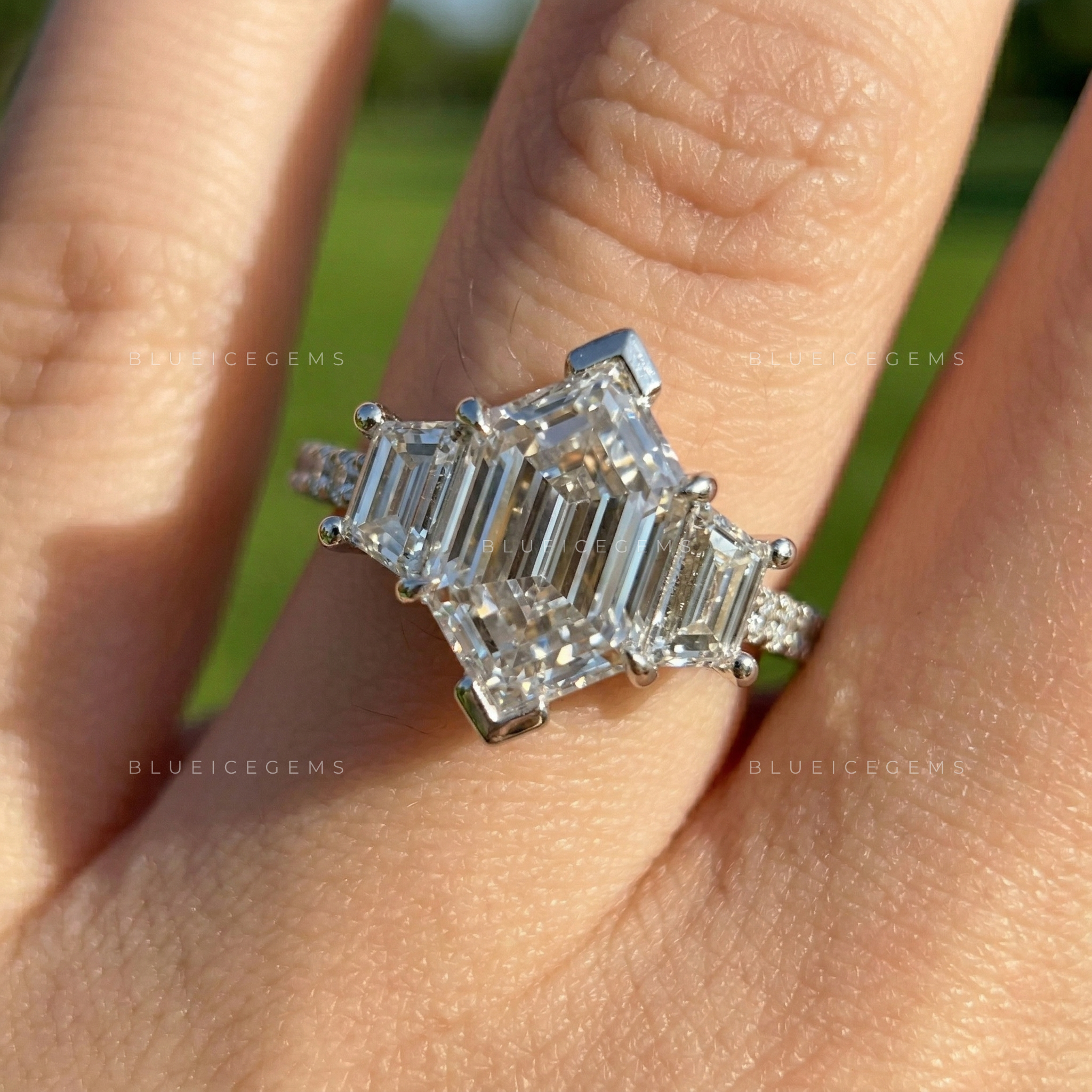 Architectural Majesty Hexagon and Trapezoid Step Cut Ring
