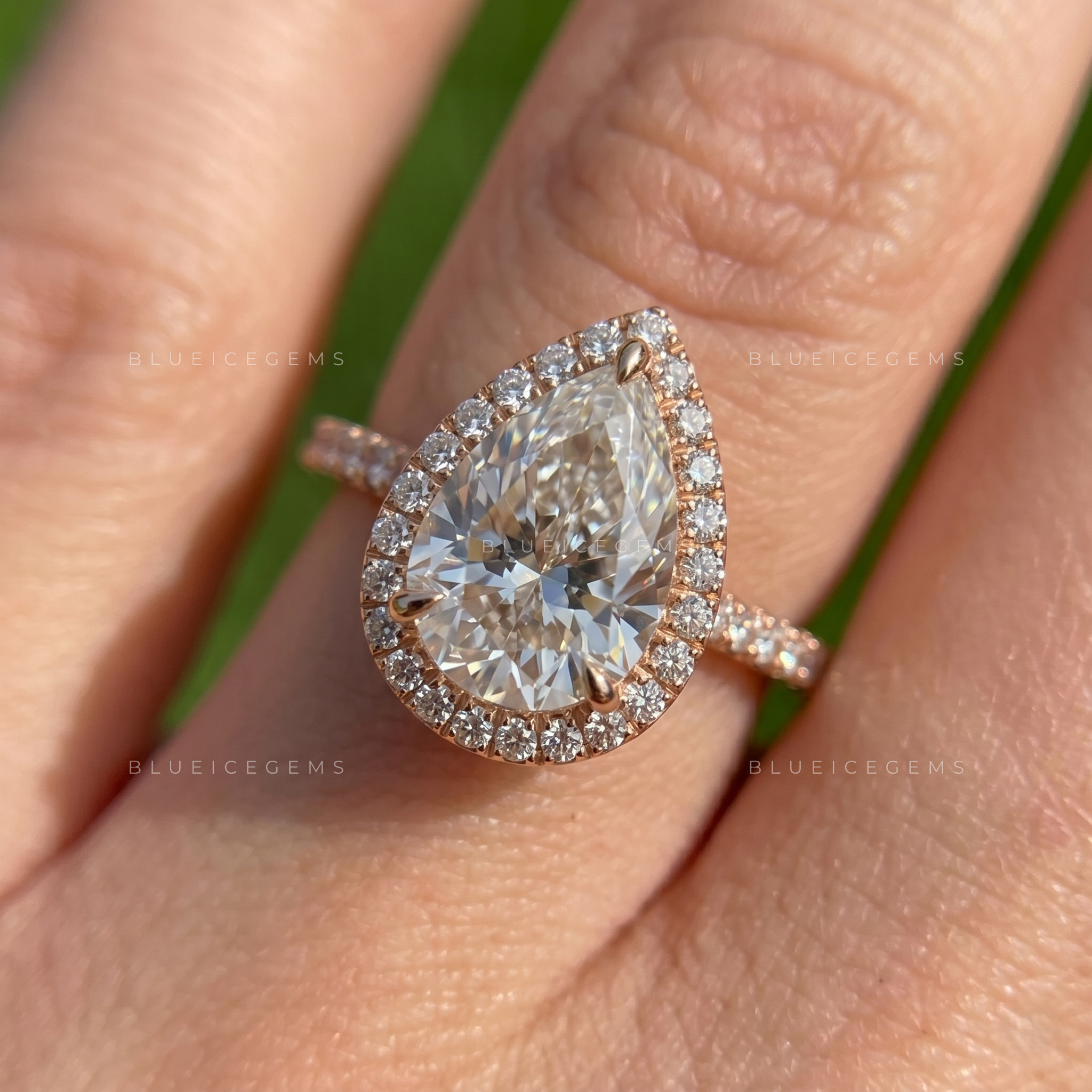 Infinite Splendor Pear Cut Certified Pave Accent Solitaire Engagement Ring