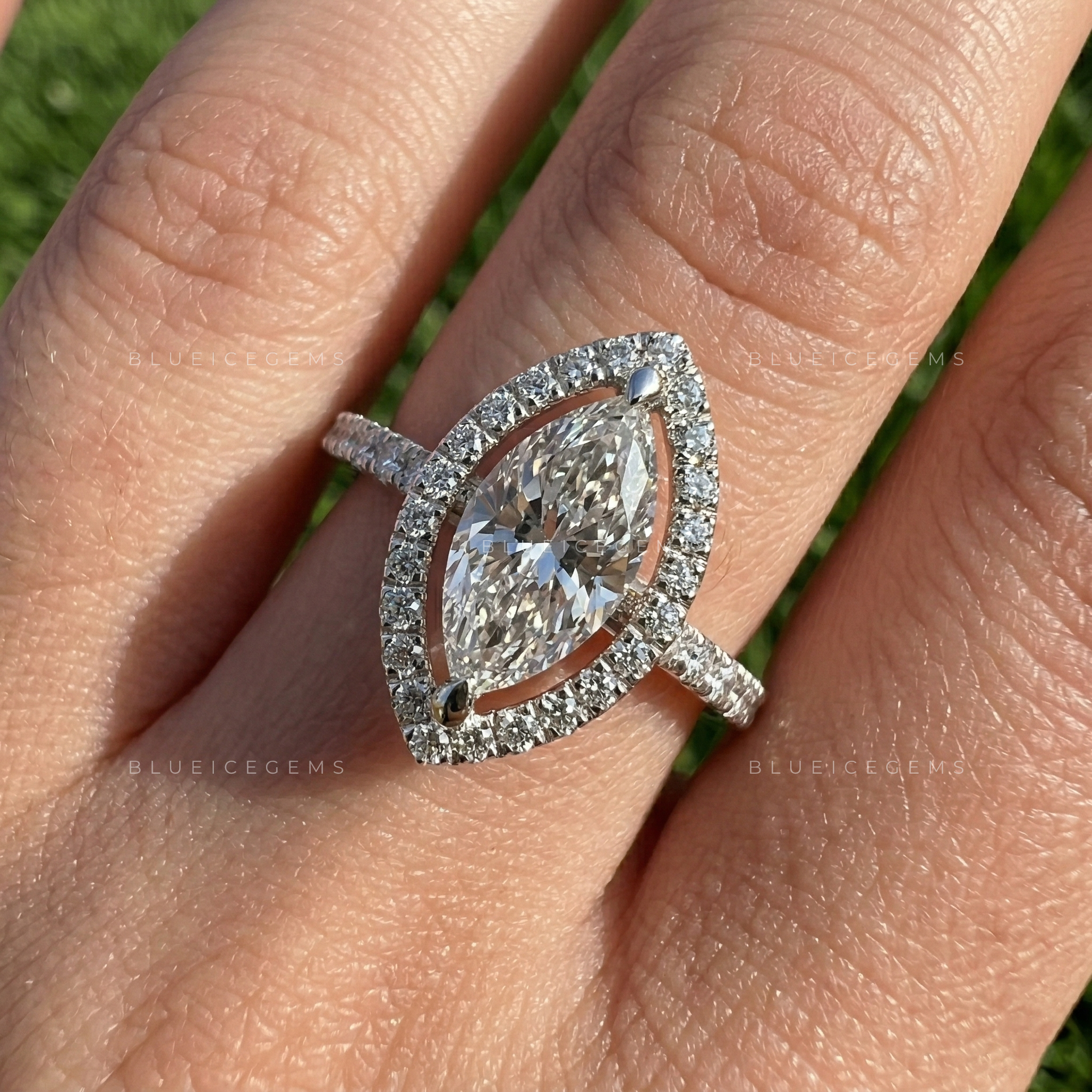 Graceful Splendor Marquise Cut Pavé Engagement Ring