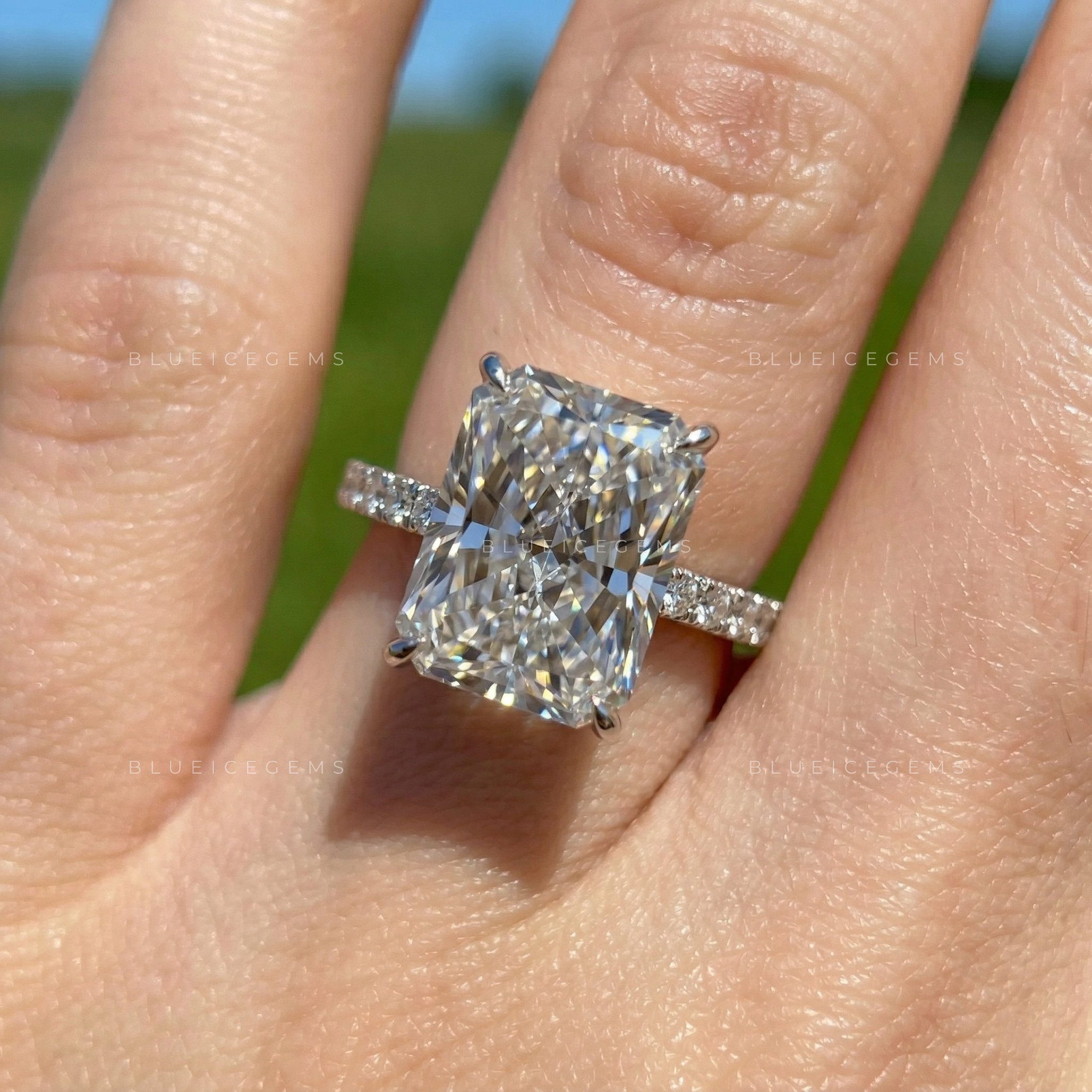 Electric Radiance Radiant Cut Pavé Engagement Ring