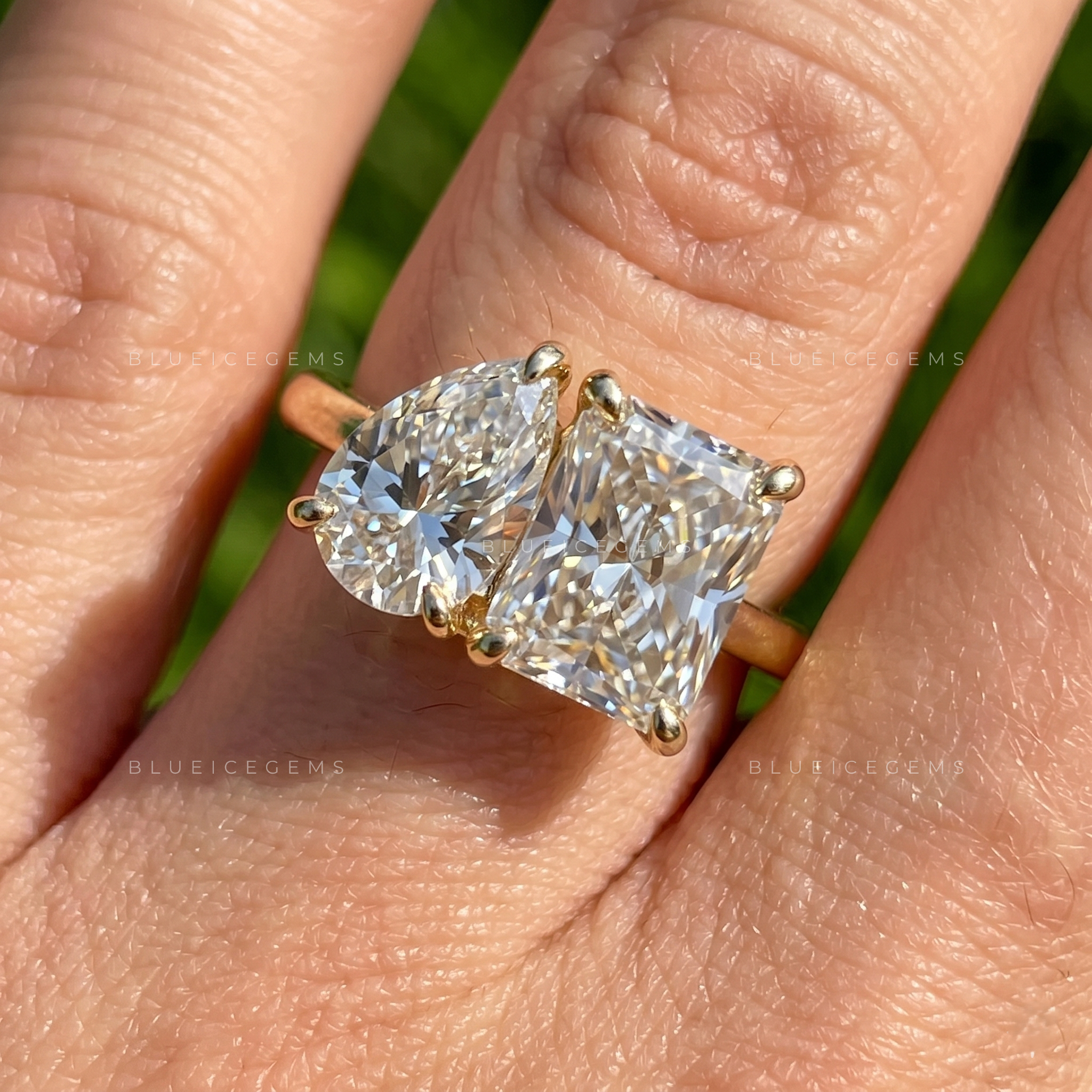 Luminous Elegance Radiant Cut Three Stone Engagement Ring