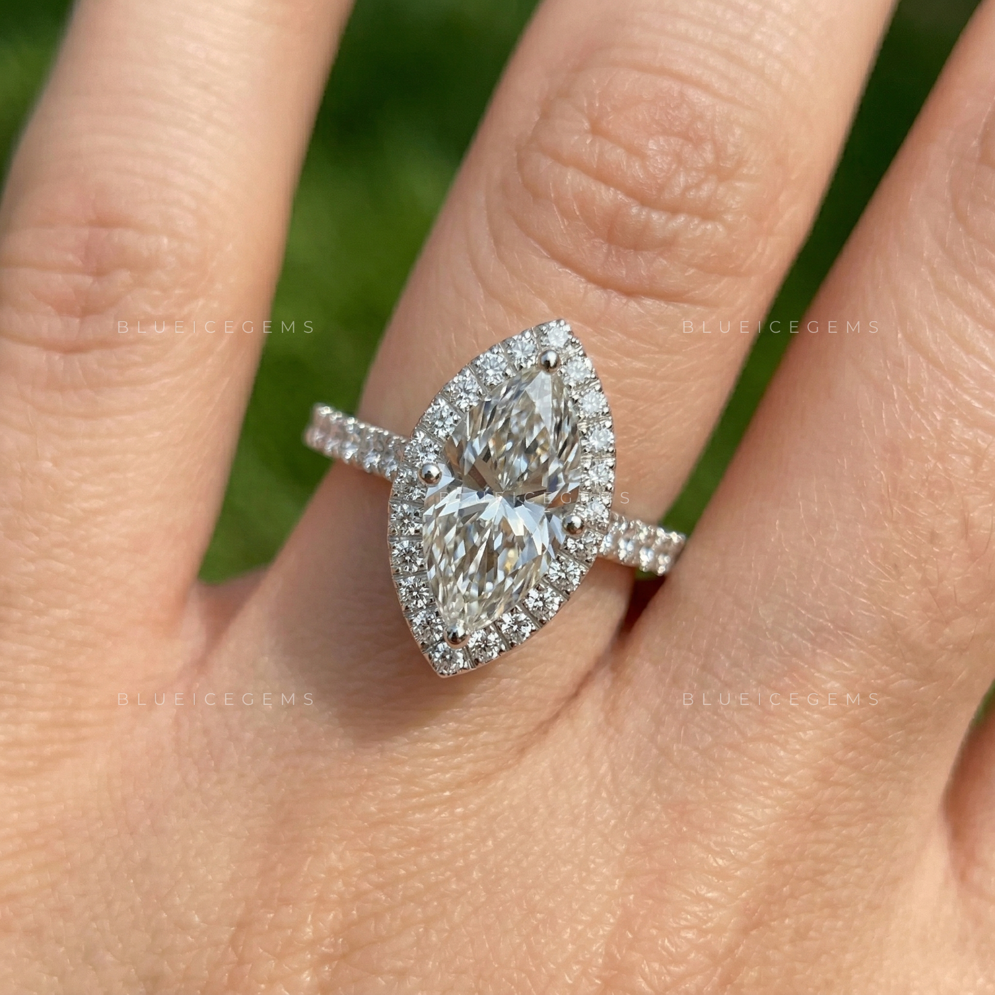 Regal Silhouette Marquise Cut Pavé Engagement Ring