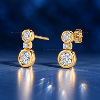 Double Bezel Drop Earrings