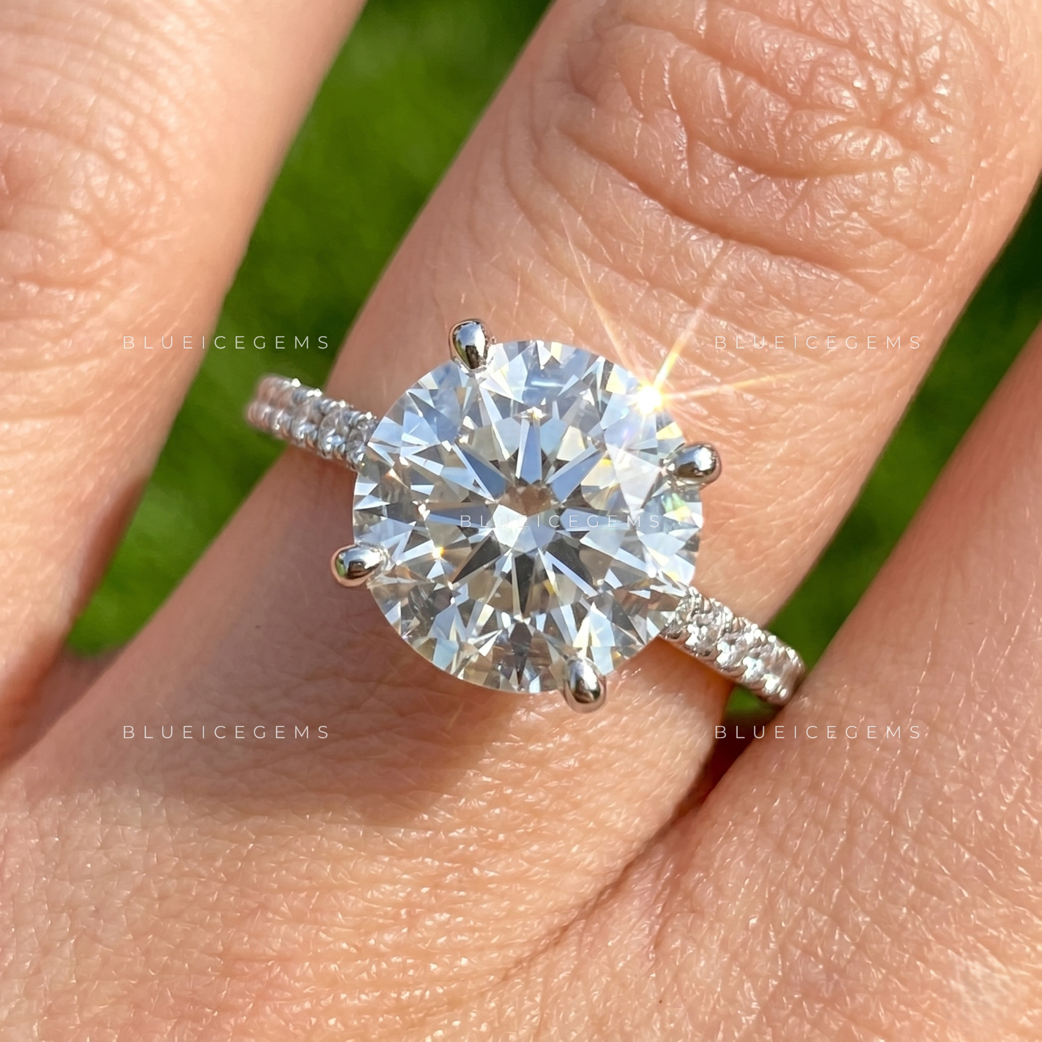 Luminous Romance Round Brilliant Cut Accent Engagement Ring