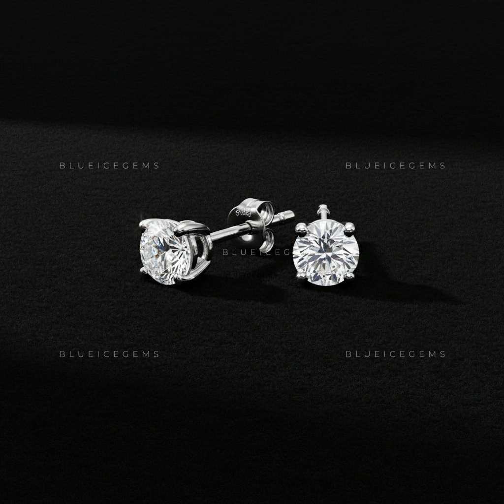 The Zenith Sparkle: Round Diamond Stud Earrings