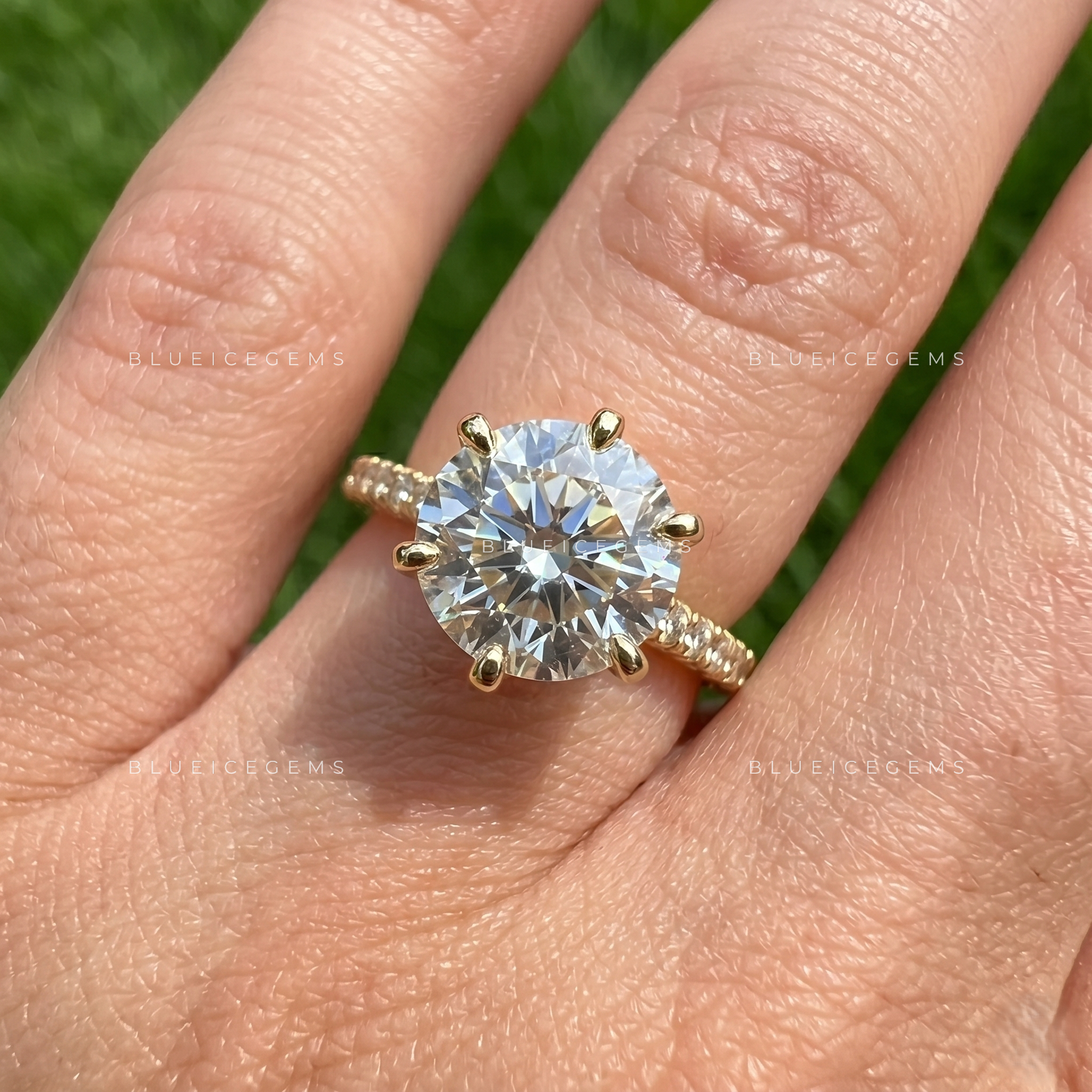 Imperial Radiance Round Cut Cathedral Pavé Engagement Ring