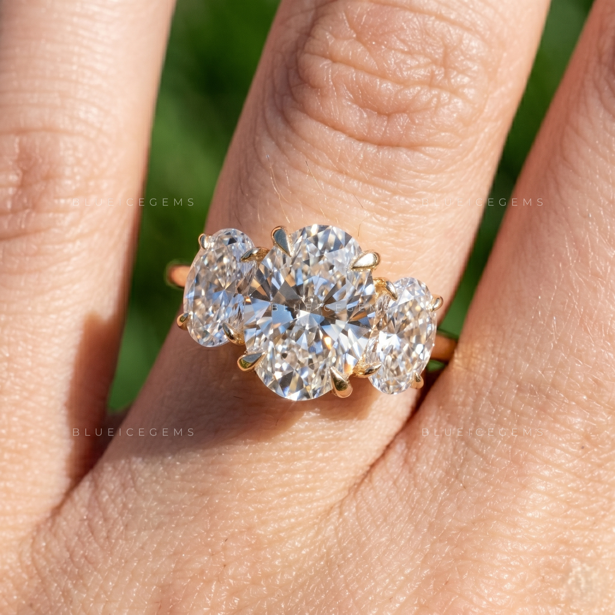Ultra-Luxe Three-Stone Oval Diamond Proposal Band for Her