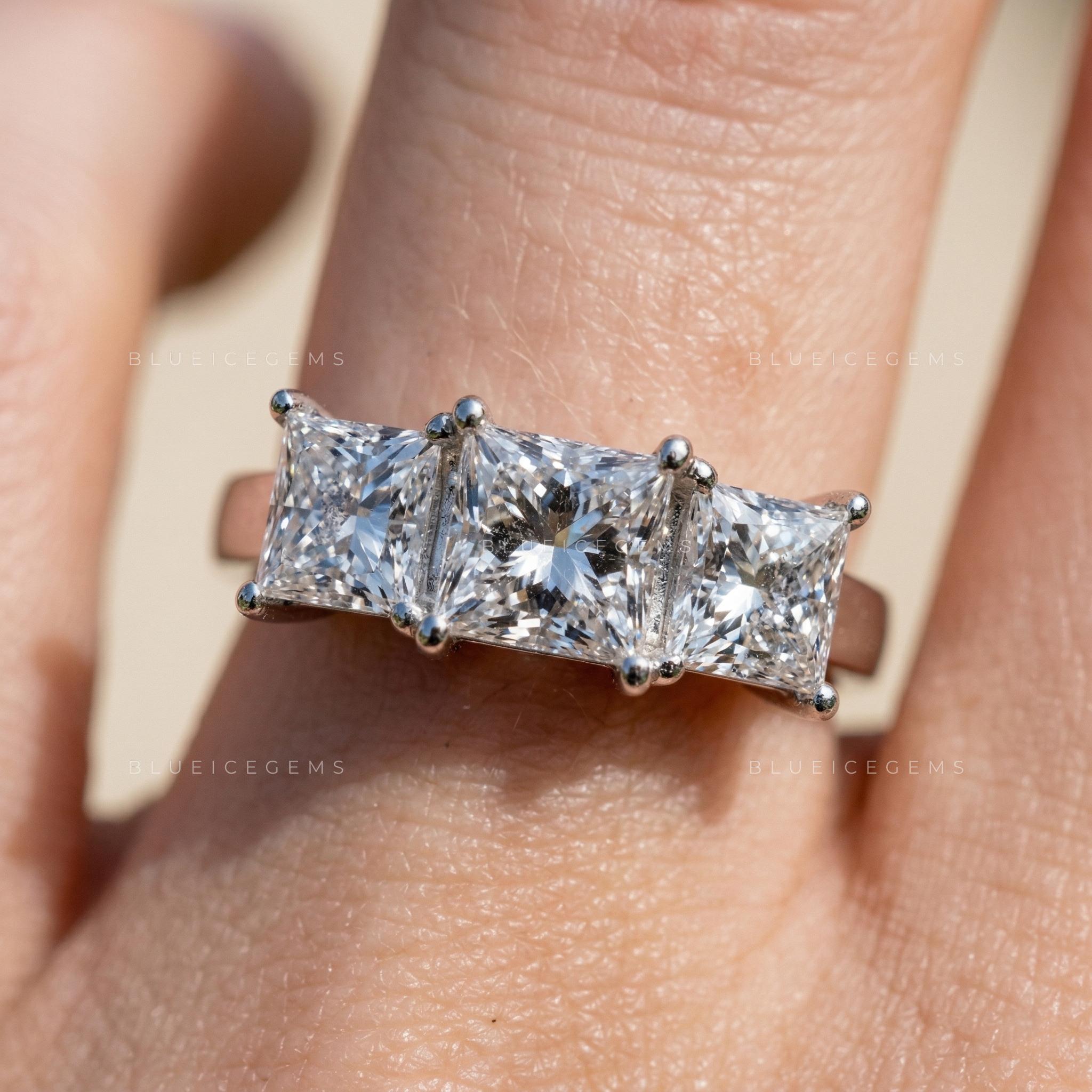 Modern Grandeur Princess Cut Trilogy Engagement Ring