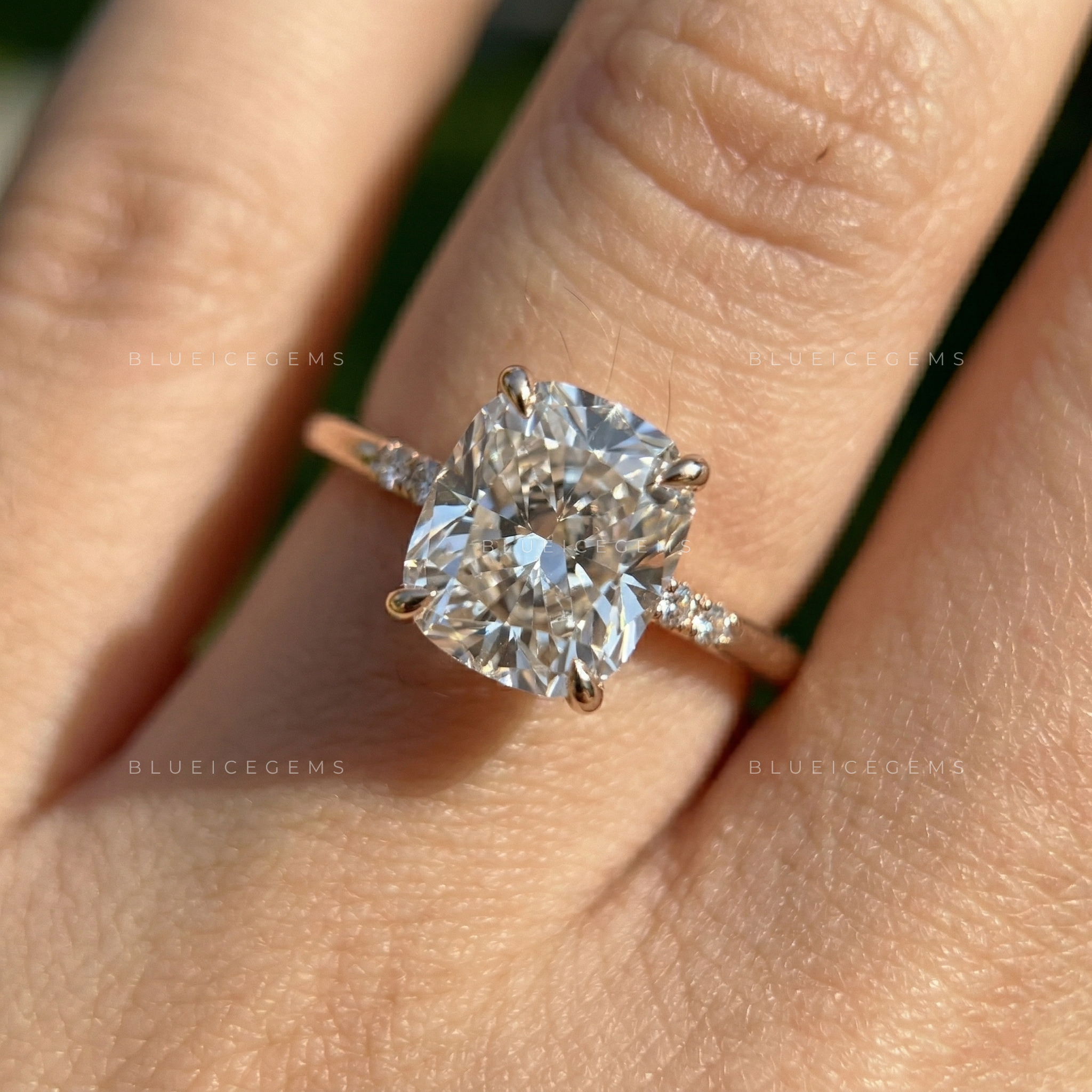 The "Secret Sparkle" Elongated Cushion: Hidden Halo Dream Ring